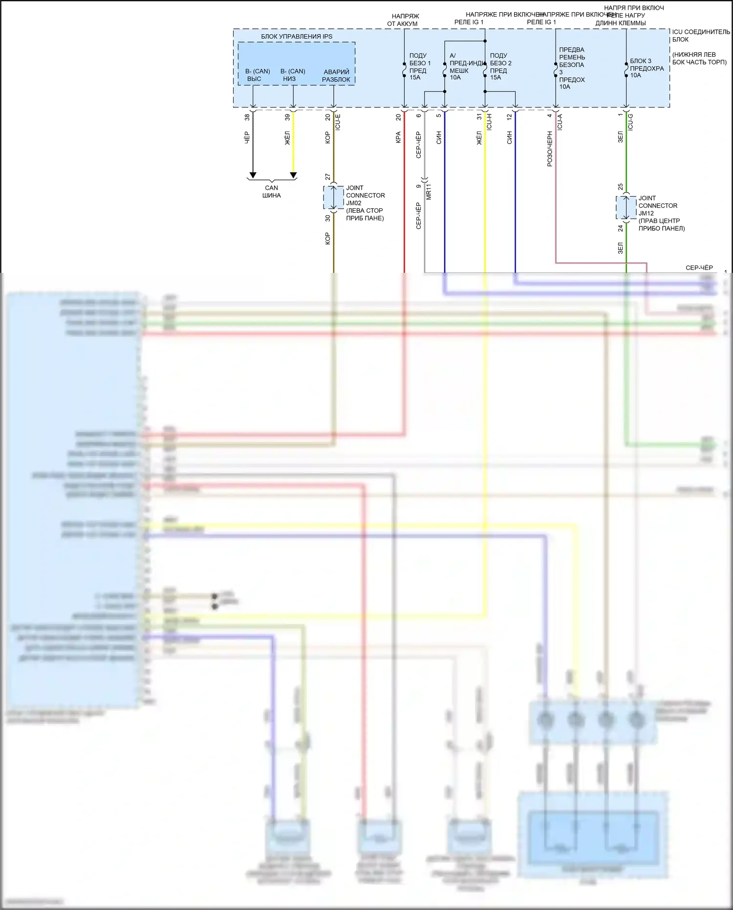 GV70 Genesis I (2020-2024): Электросхема подушек безопасности (1 из 4) 