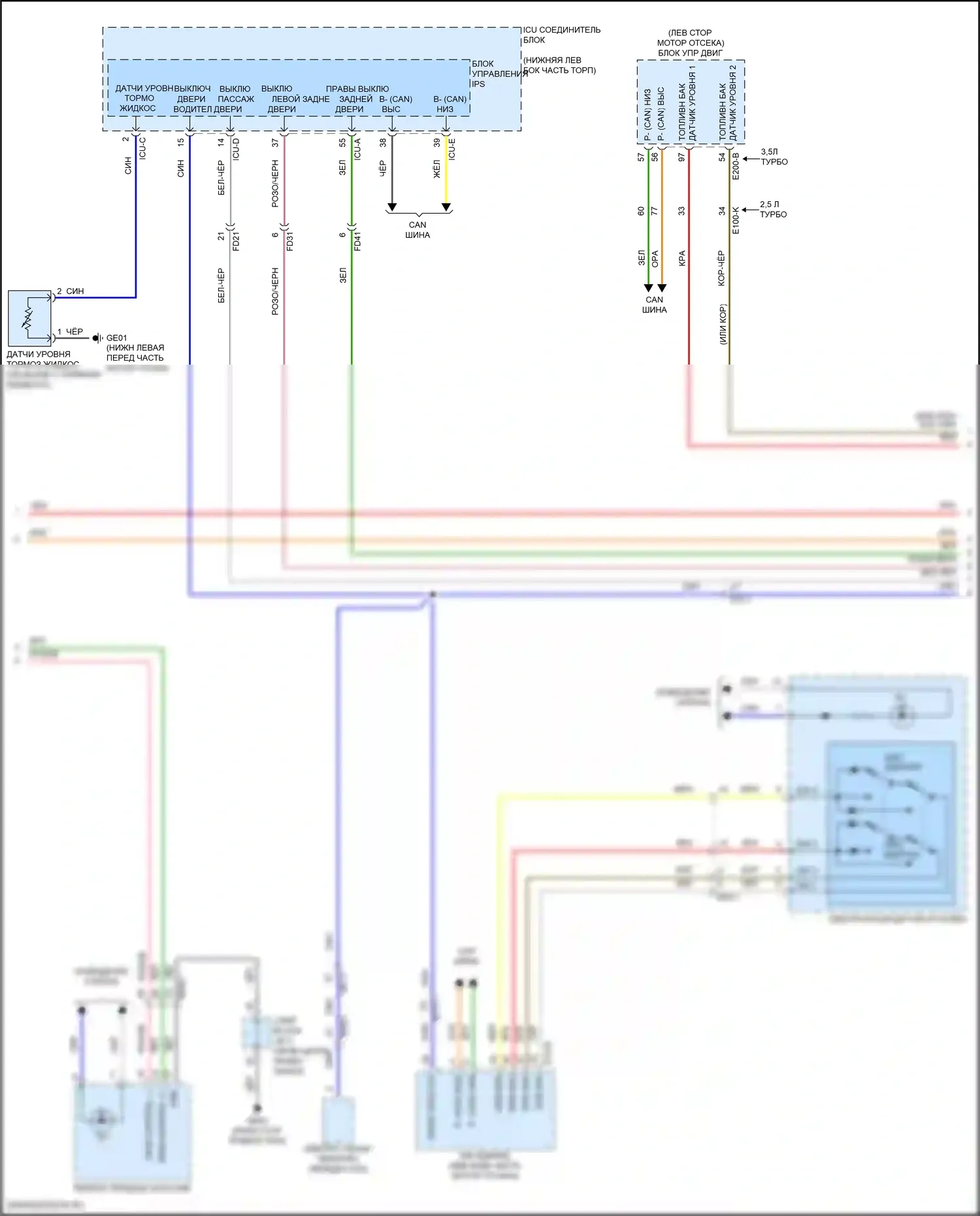 GV70 Genesis I (2020-2024): Электросхема приборной панели с жк- дисплеем 8 дюймов tft (2 из 3) 
