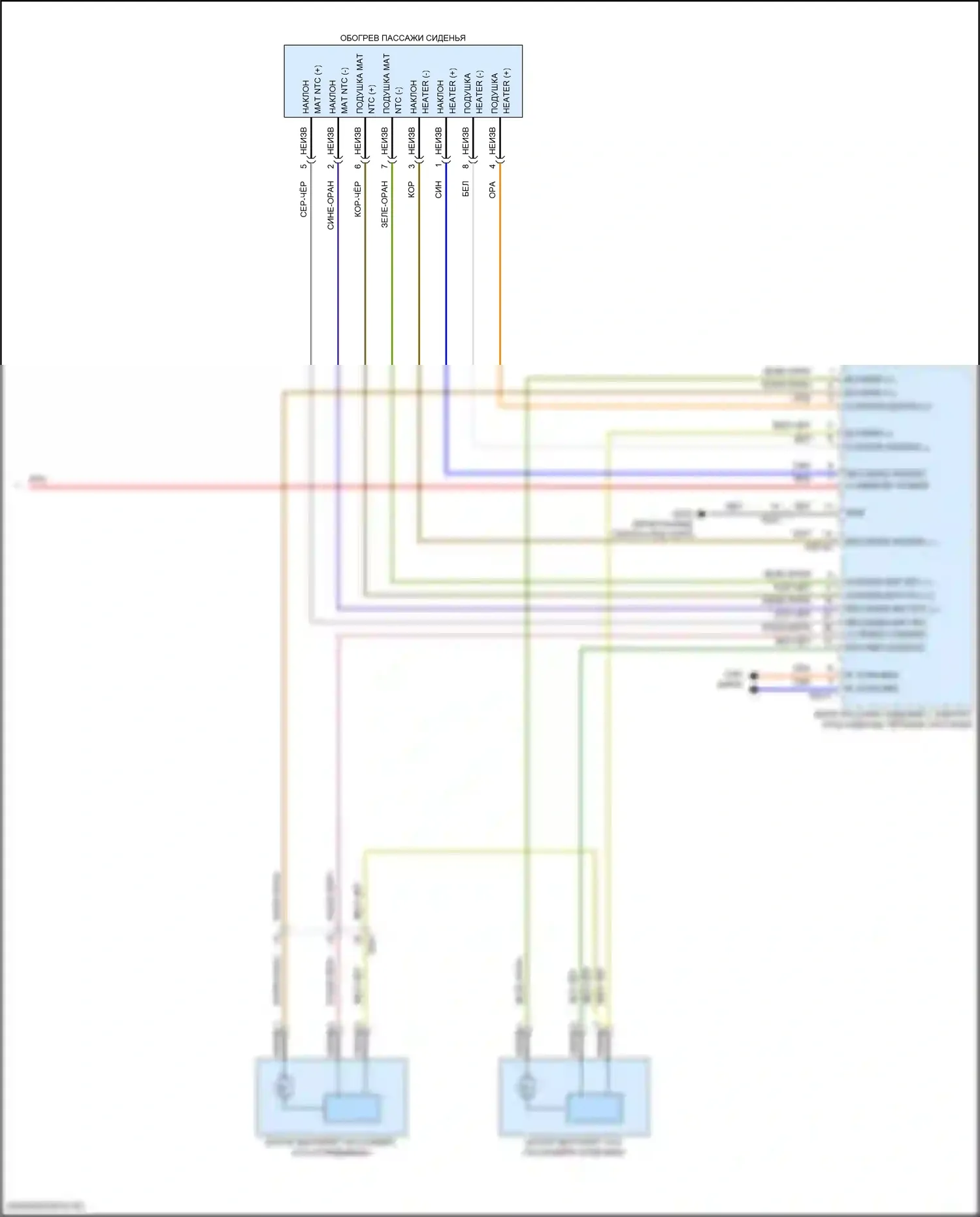 GV70 Genesis I (2020-2024): Электросхема передних сидений климат-контроля, водитель с памятью и пассажир, с проходной (2 из 2) 