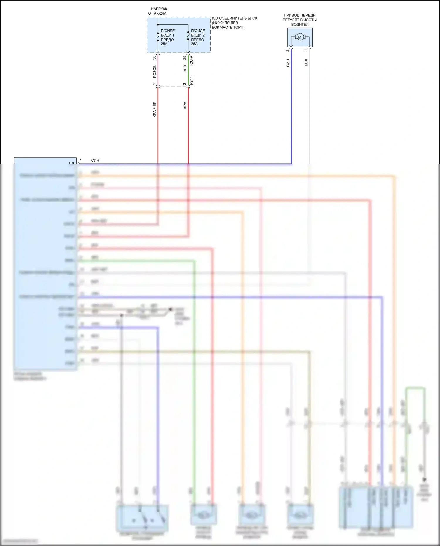 GV70 Genesis I (2020-2024): Питание водительского сиденья электросхема 