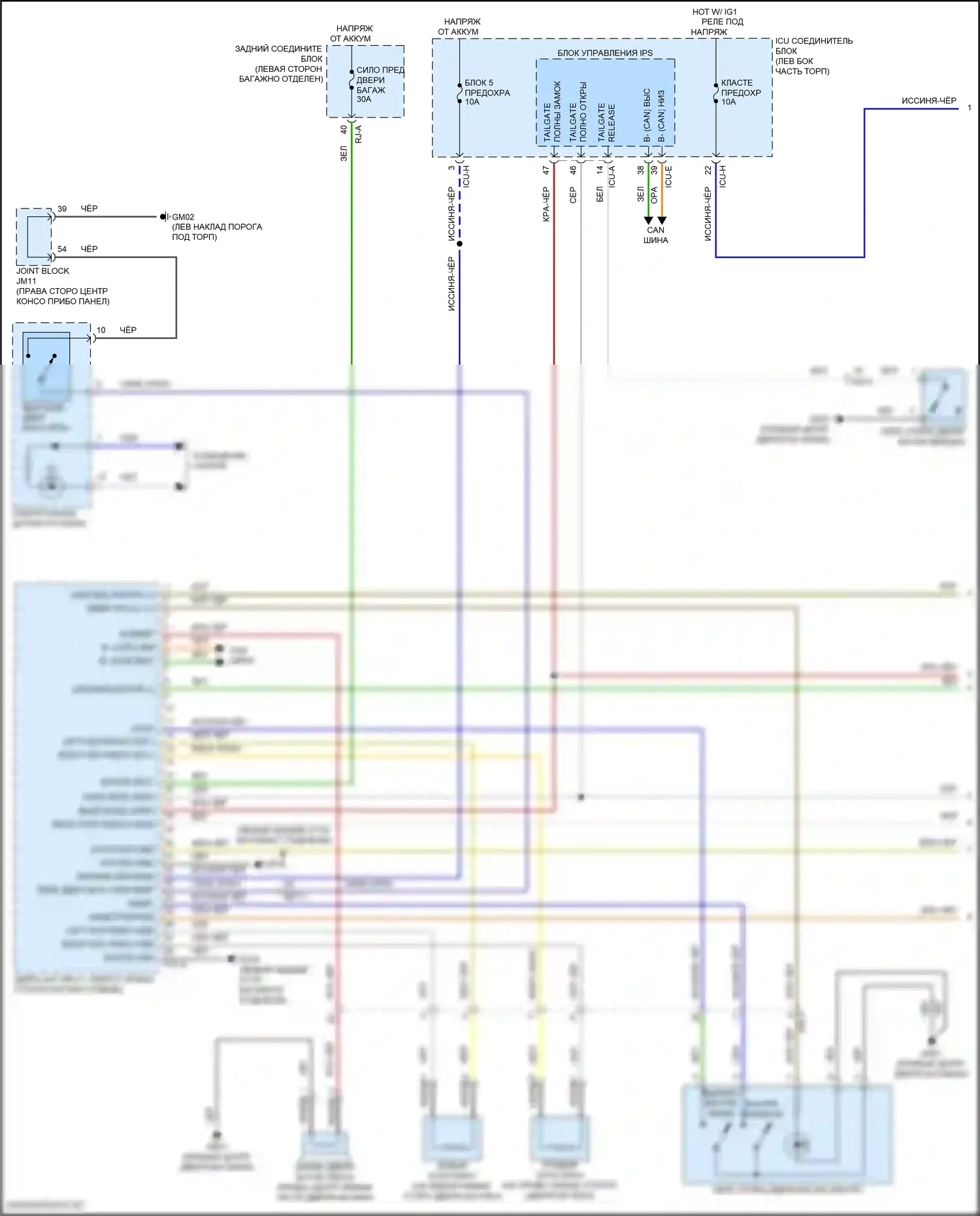 GV80 Coupe Genesis I (2023-2024): Электросхема силовой двери багажника (1 из 2) 