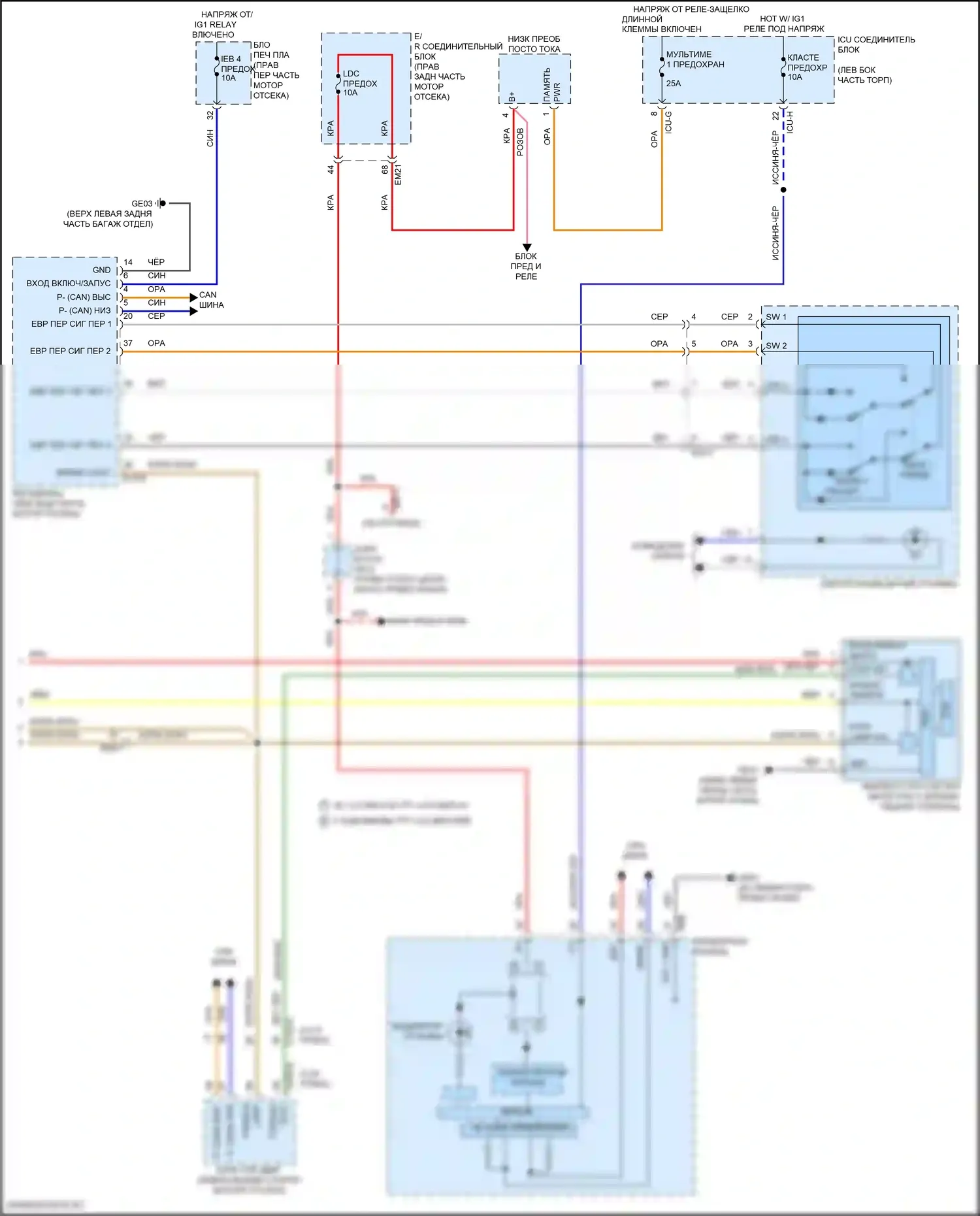 GV80 Coupe Genesis I (2023-2024): Электросхема блокировки селектора (2 из 2) 
