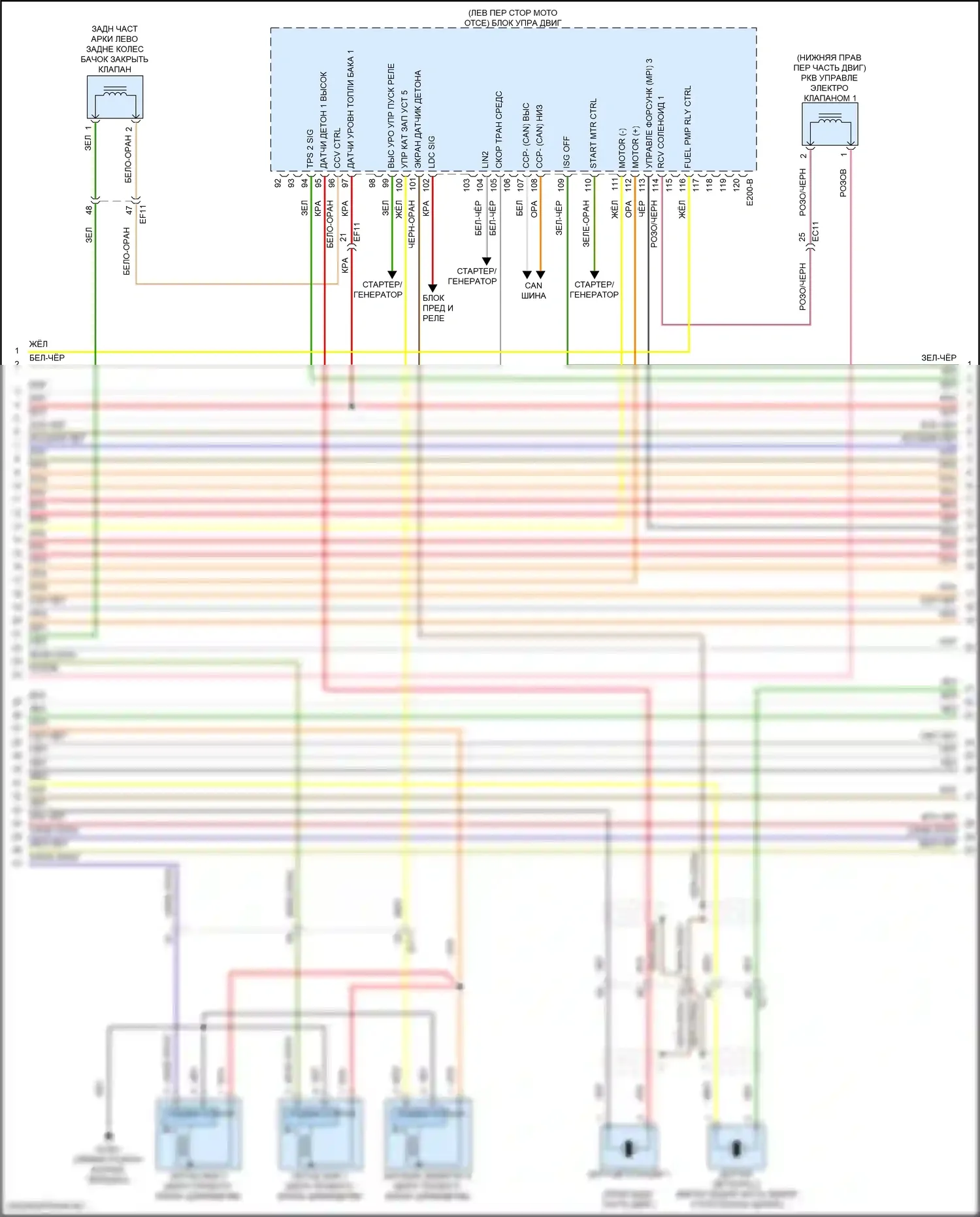 GV80 Coupe Genesis I (2023-2024): Электросхема двигатель 3.5л турбо, электросхема органов управления двигателем (6 из 8) 