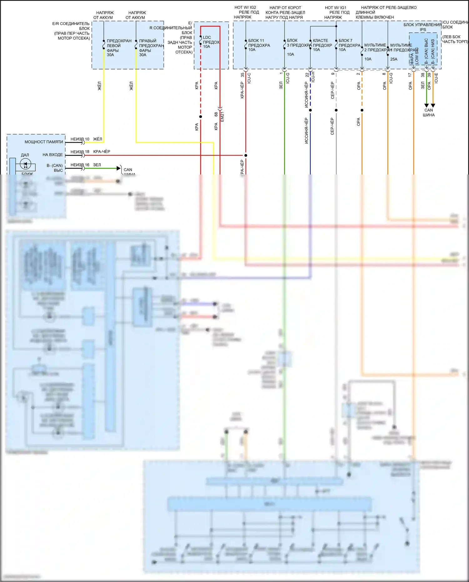 GV80 Coupe Genesis I (2023-2024): Электросхема фар (1 из 2) 