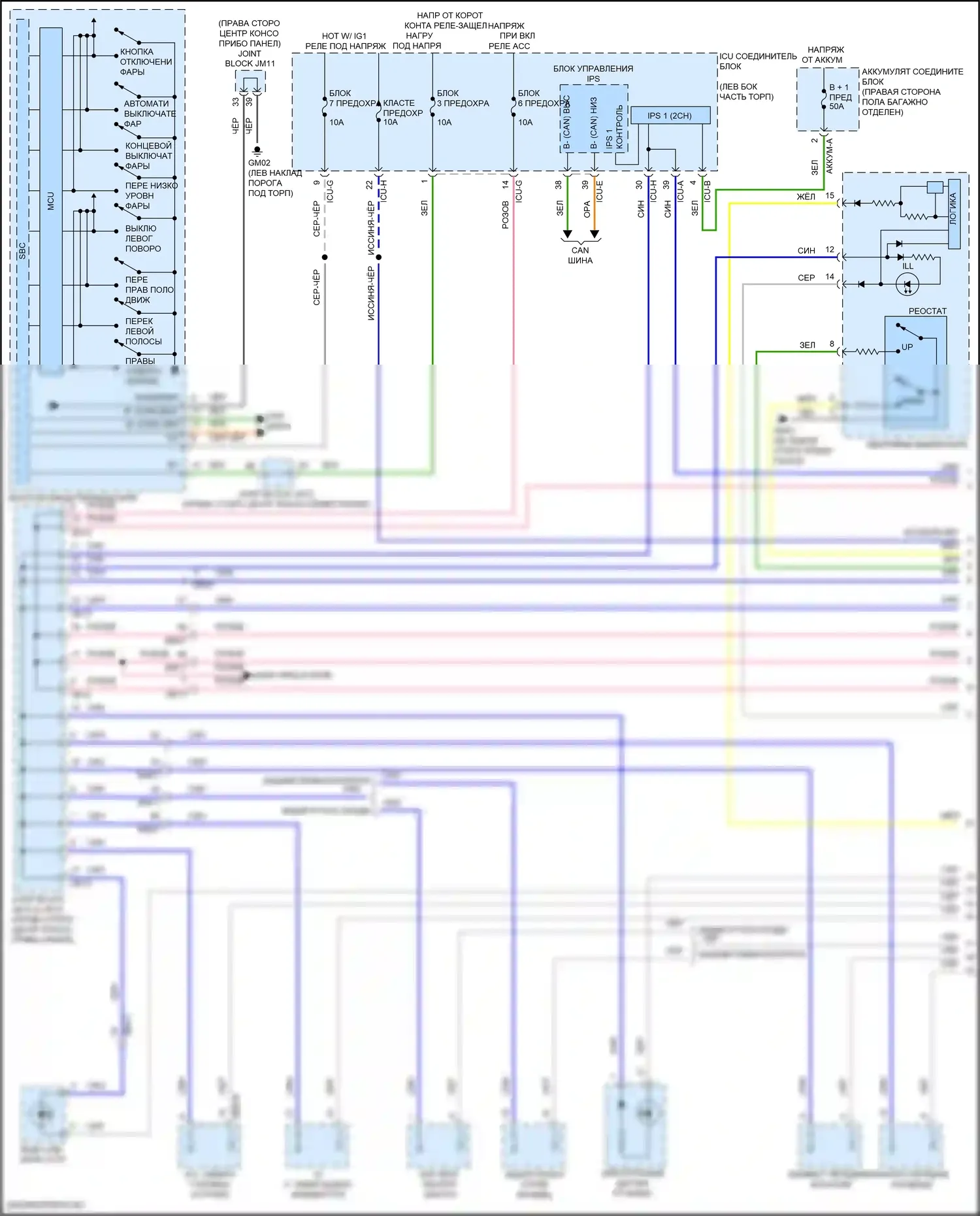 GV80 Coupe Genesis I (2023-2024): Электросхема подсветки приборной панели (1 из 3) 