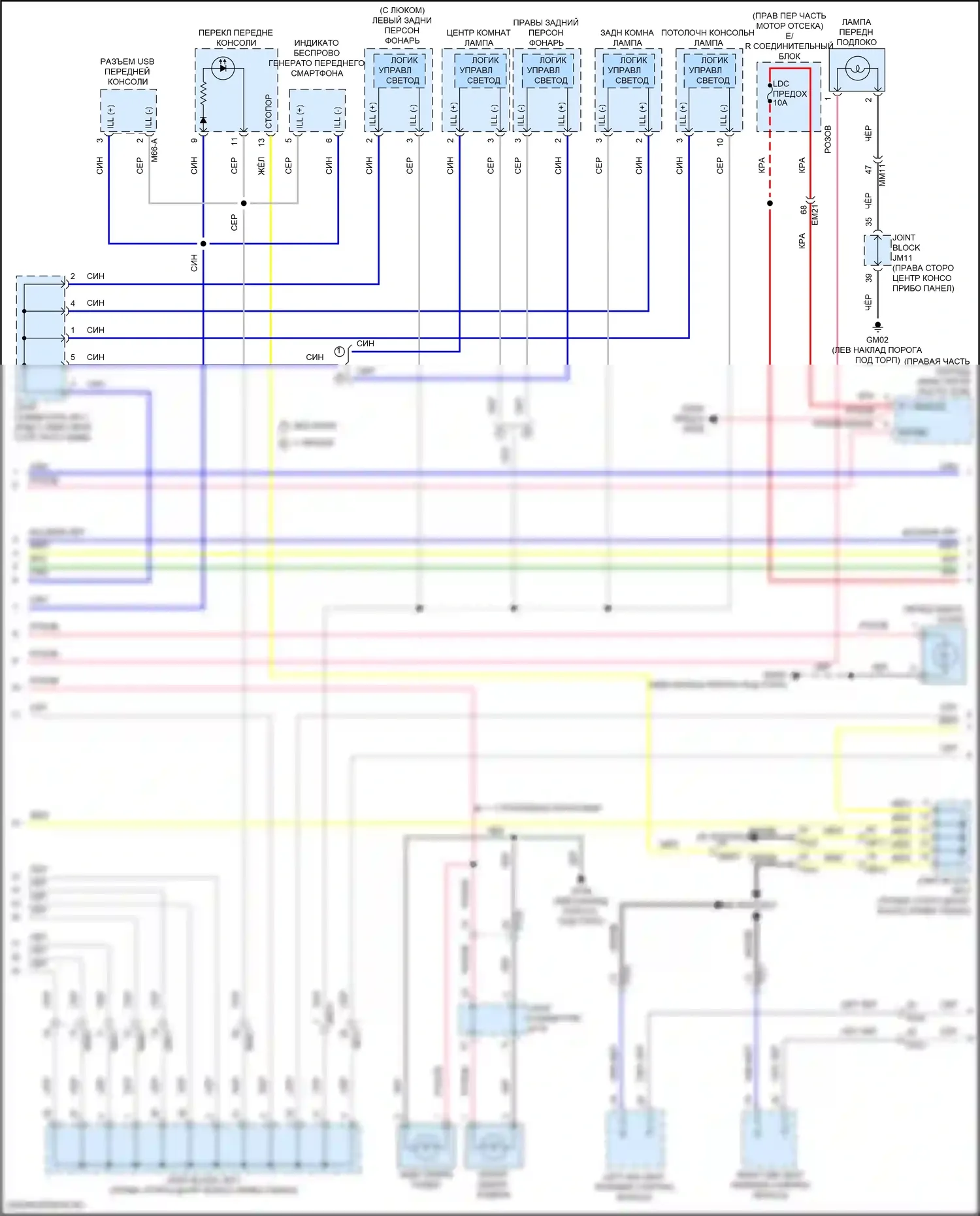 GV80 Coupe Genesis I (2023-2024): Электросхема подсветки приборной панели (2 из 3) 