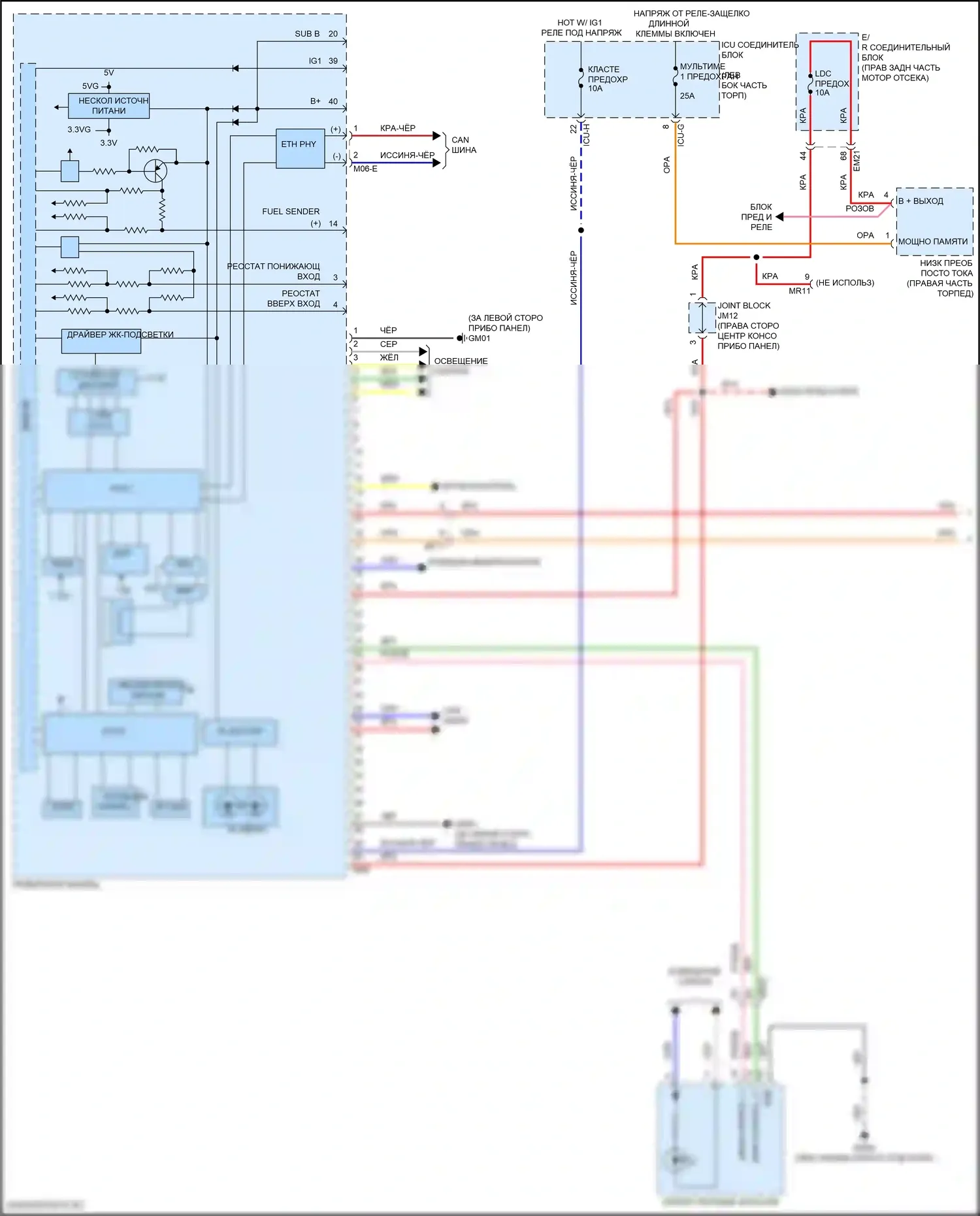 GV80 Coupe Genesis I (2023-2024): Электросхема приборной панели, с 12,3-дюймовым 3d tft жк- дисплеем (1 из 3) 