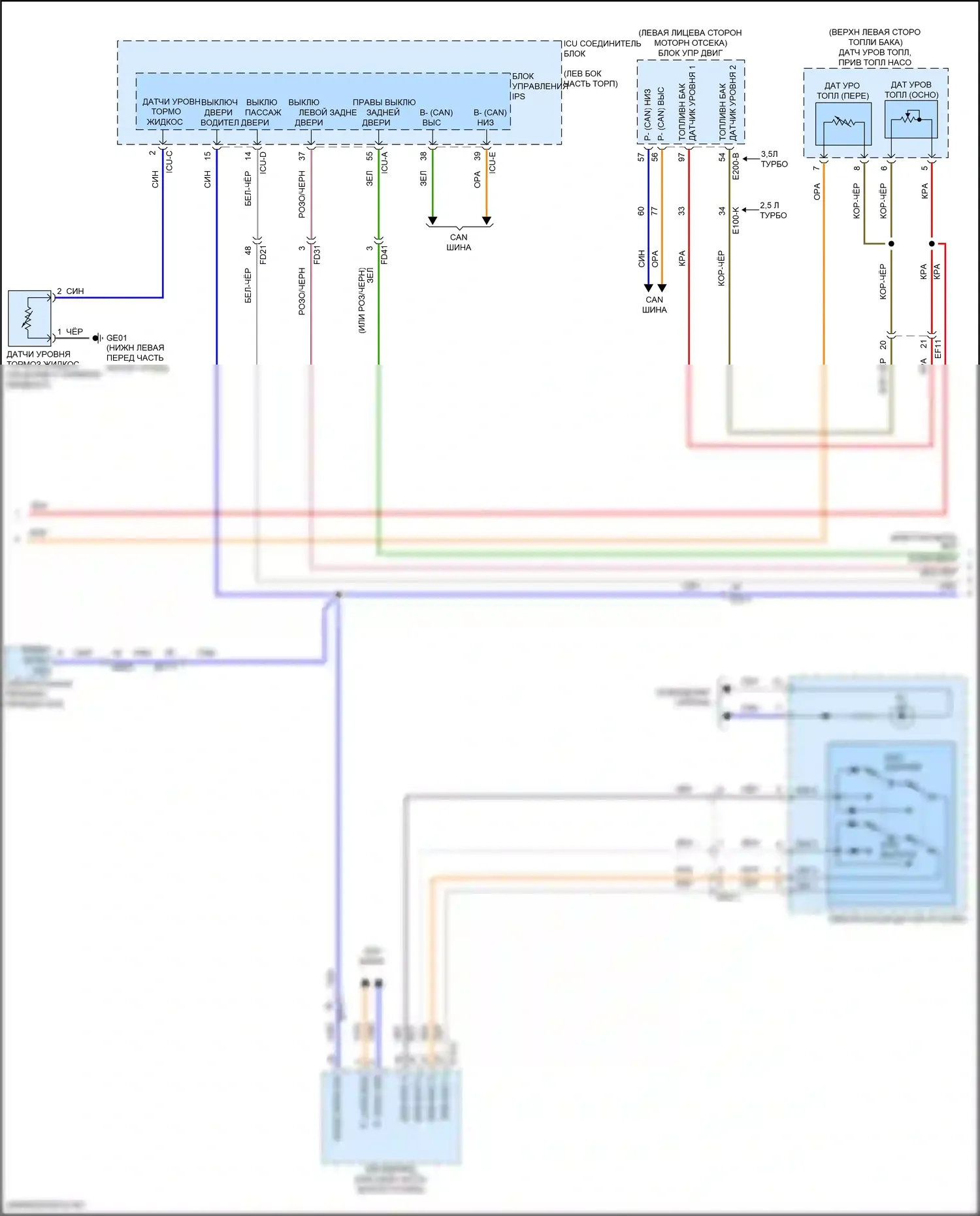 GV80 Coupe Genesis I (2023-2024): Электросхема приборной панели, с 12,3-дюймовым 3d tft жк- дисплеем (2 из 3) 