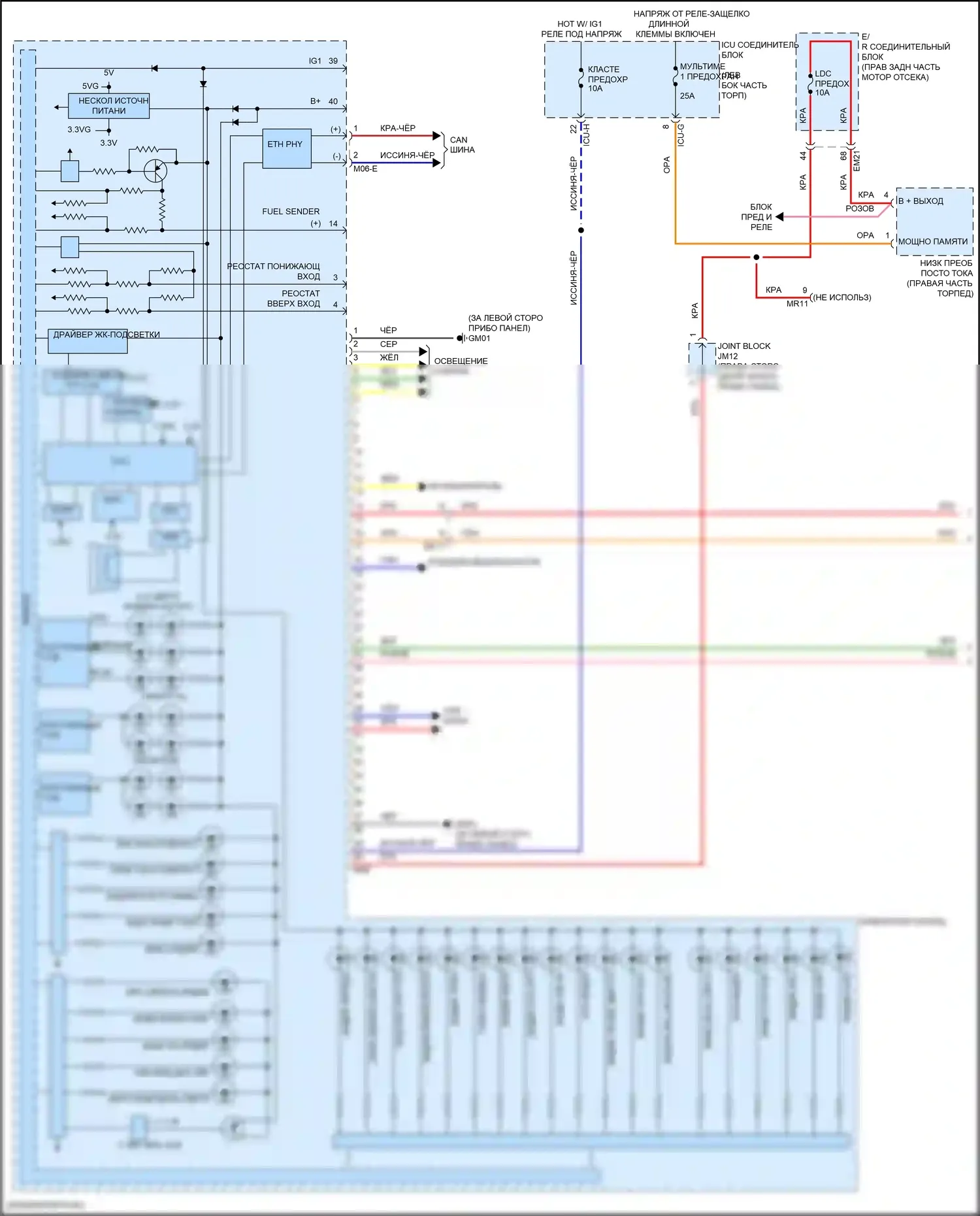GV80 Coupe Genesis I (2023-2024): Электросхема приборной панели с жк- дисплеем 8 дюймов tft (1 из 3) 