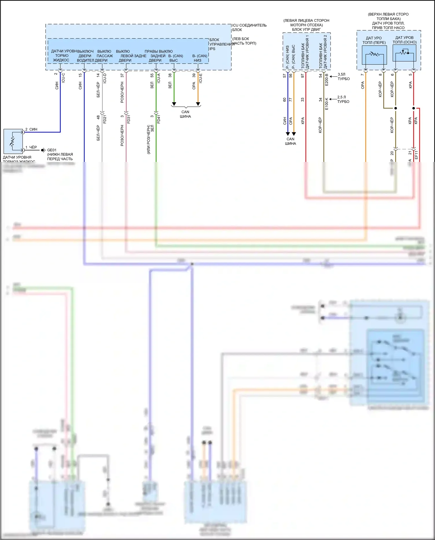GV80 Coupe Genesis I (2023-2024): Электросхема приборной панели с жк- дисплеем 8 дюймов tft (2 из 3) 