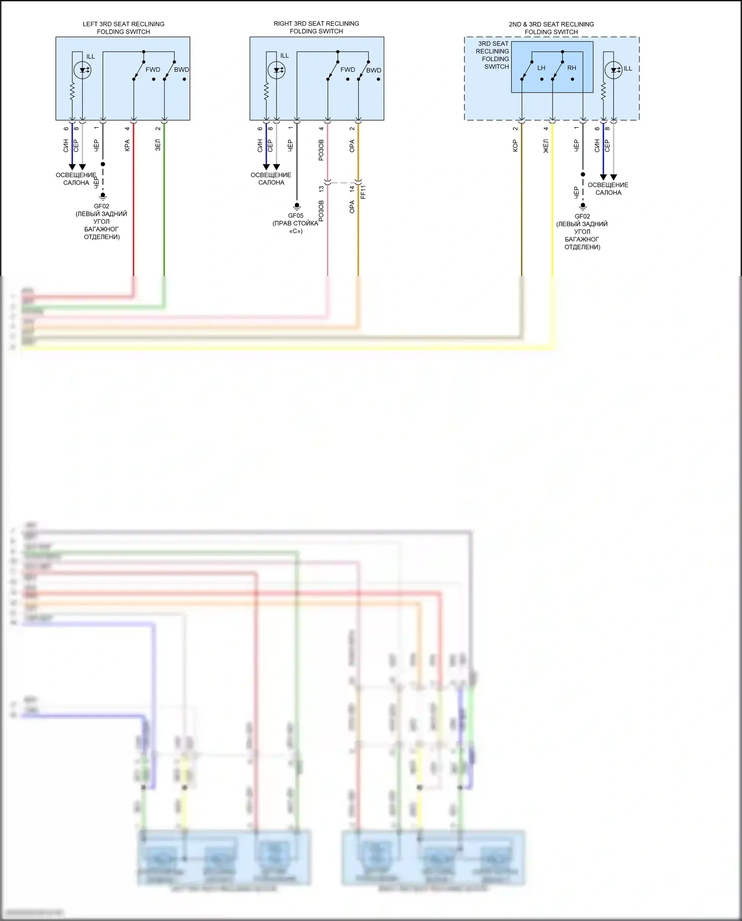 GV80 Coupe Genesis I (2023-2024): Электросхема сиденья третьего ряда (2 из 2) 