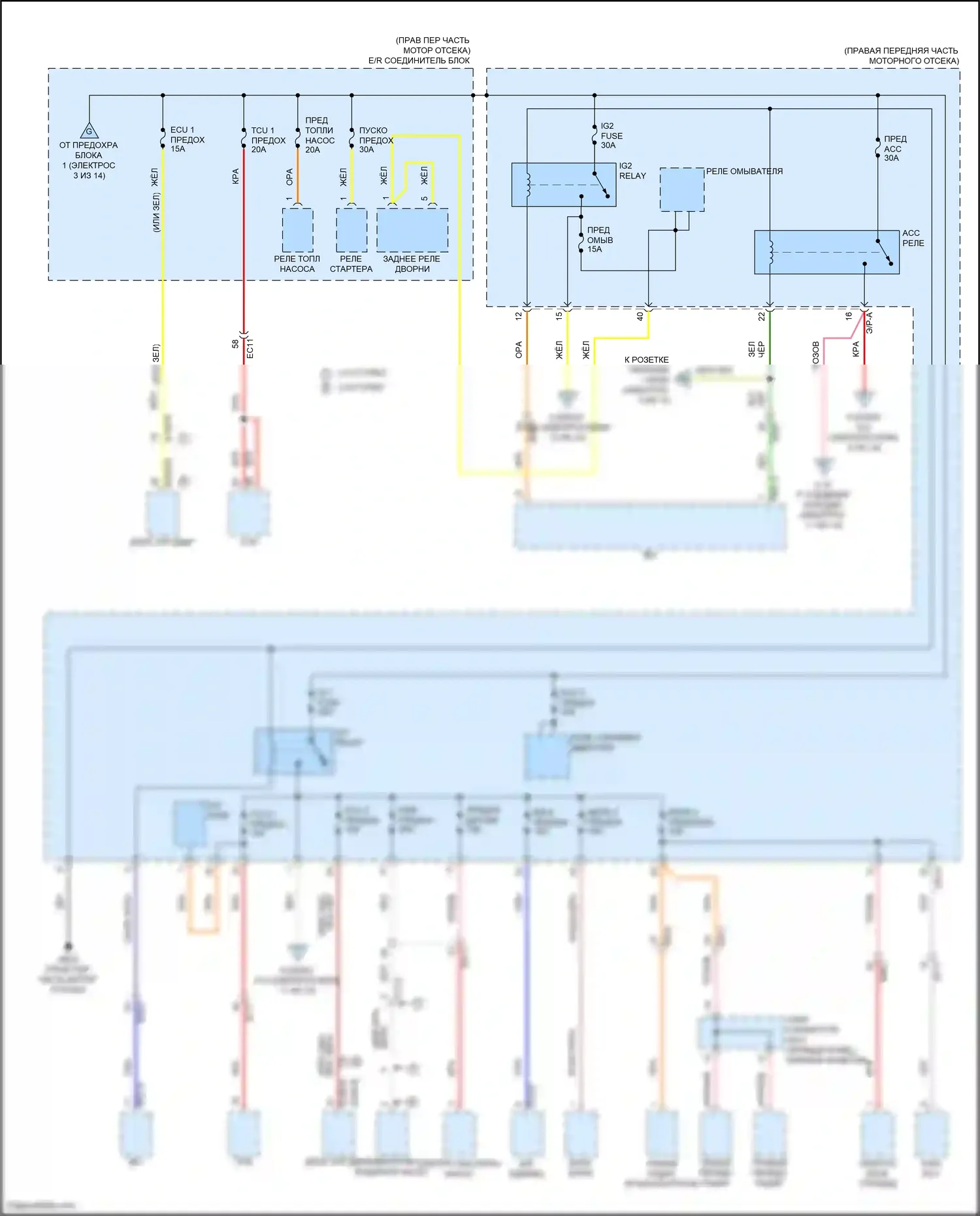GV80 Genesis I рестайлинг (2023-2024): Электросхема блока предохранителей реле (4 из 14) 