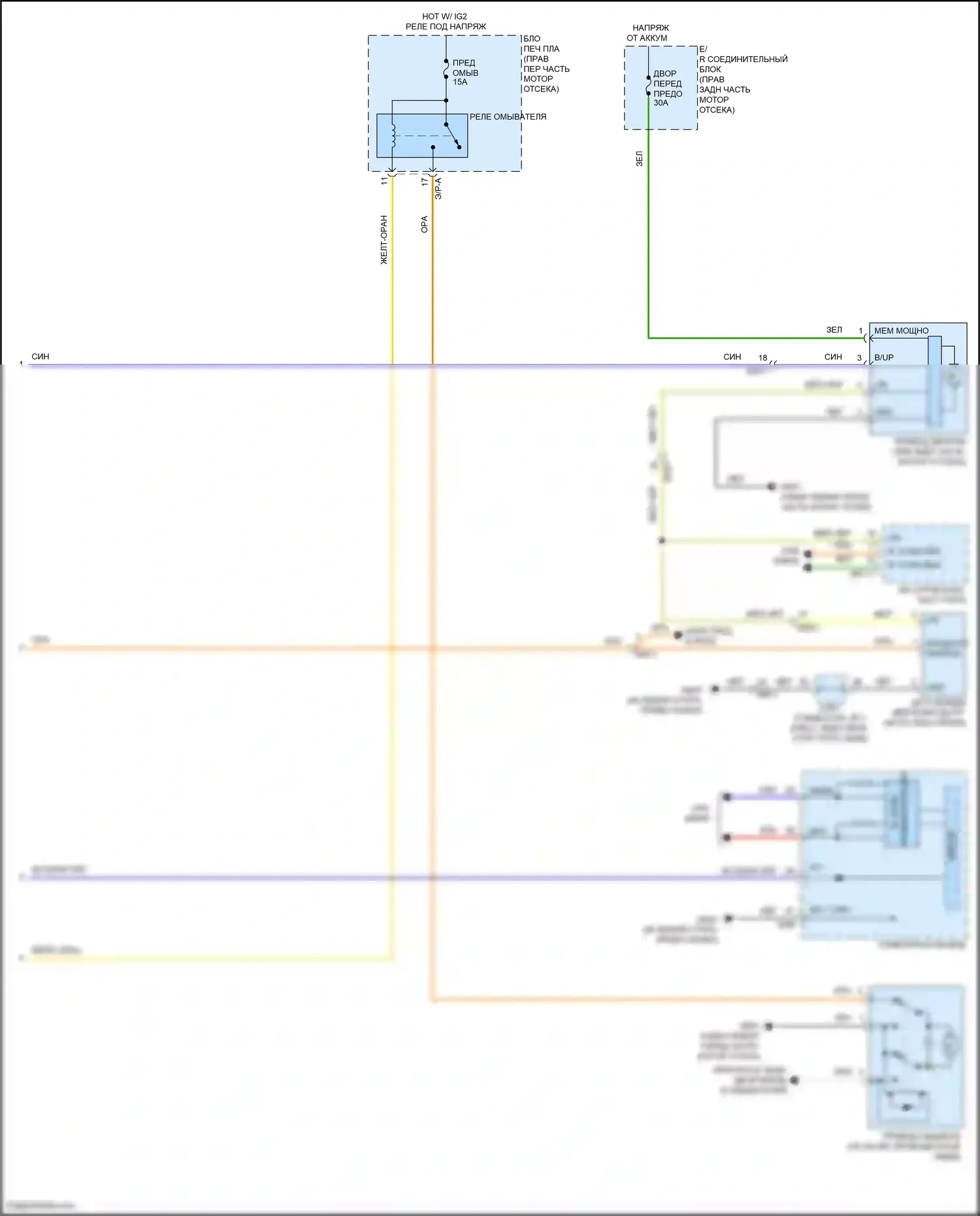 GV80 Genesis I рестайлинг (2023-2024): Электросхема передних дворников и омывателей (2 из 2) 