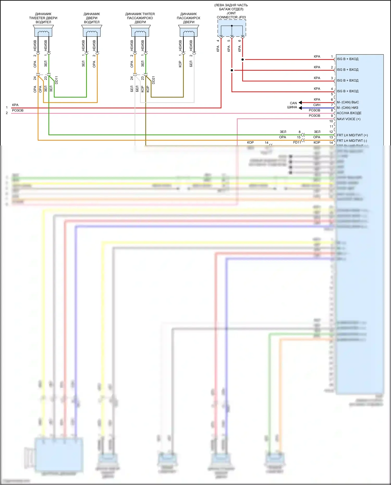 GV80 Genesis I рестайлинг (2023-2024): Электросхема магнитолы, со стандартным усилителем (7 из 7) 