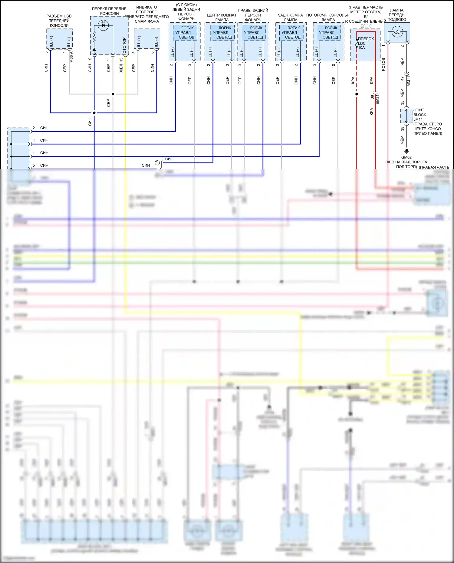 GV80 Genesis I рестайлинг (2023-2024): Электросхема подсветки приборной панели (2 из 3) 