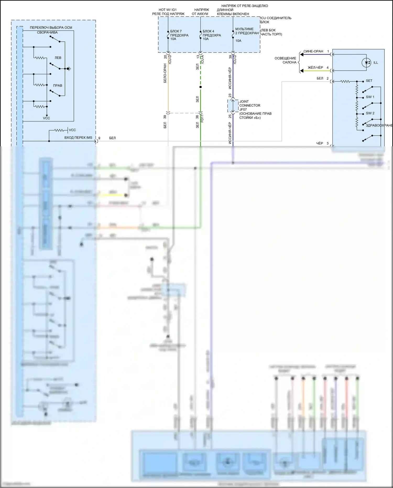 GV80 Genesis I рестайлинг (2023-2024): Электросхема памяти зеркал (1 из 2) 