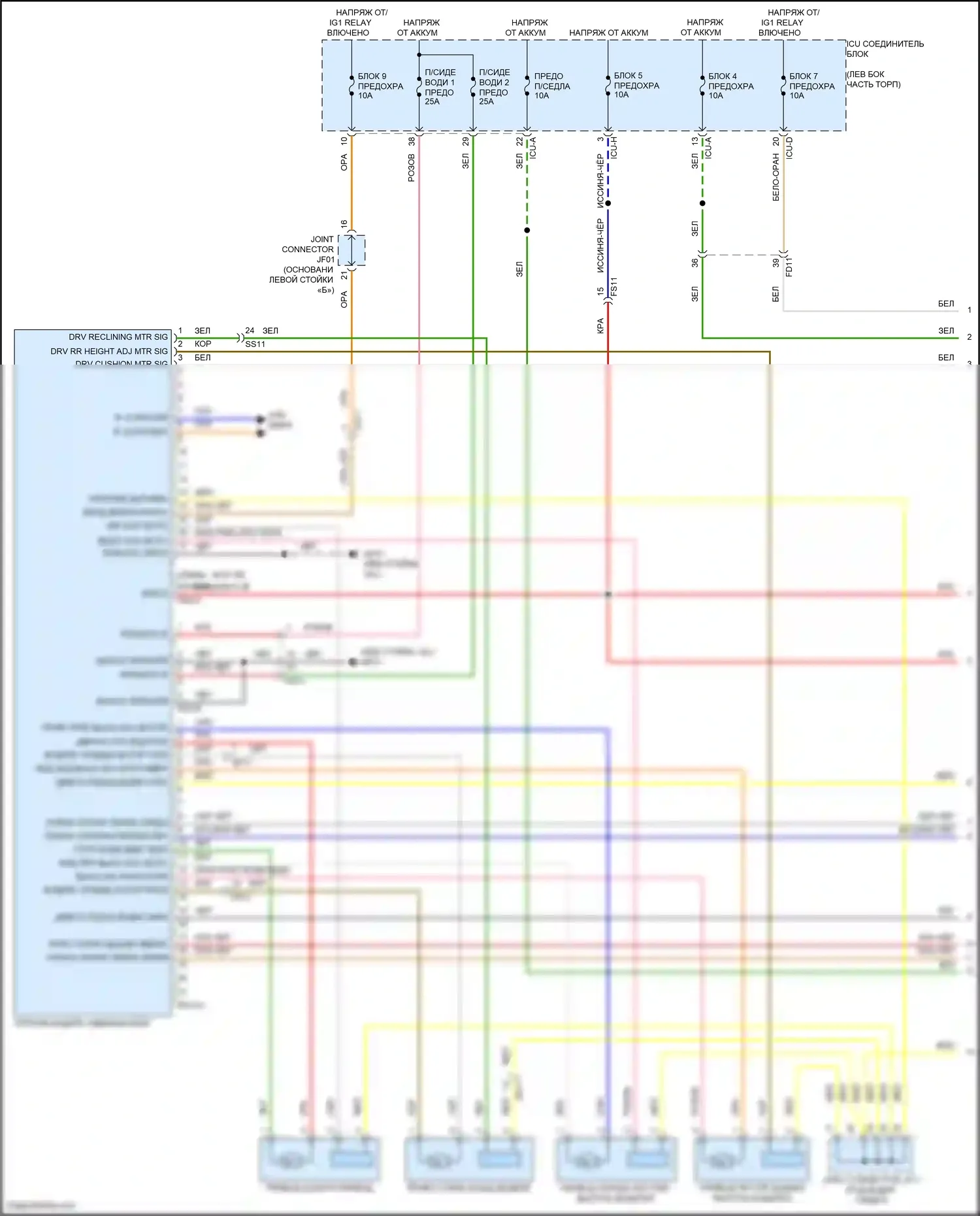 GV80 Genesis I рестайлинг (2023-2024): Электросхема сиденья памяти водителя (1 из 2) 