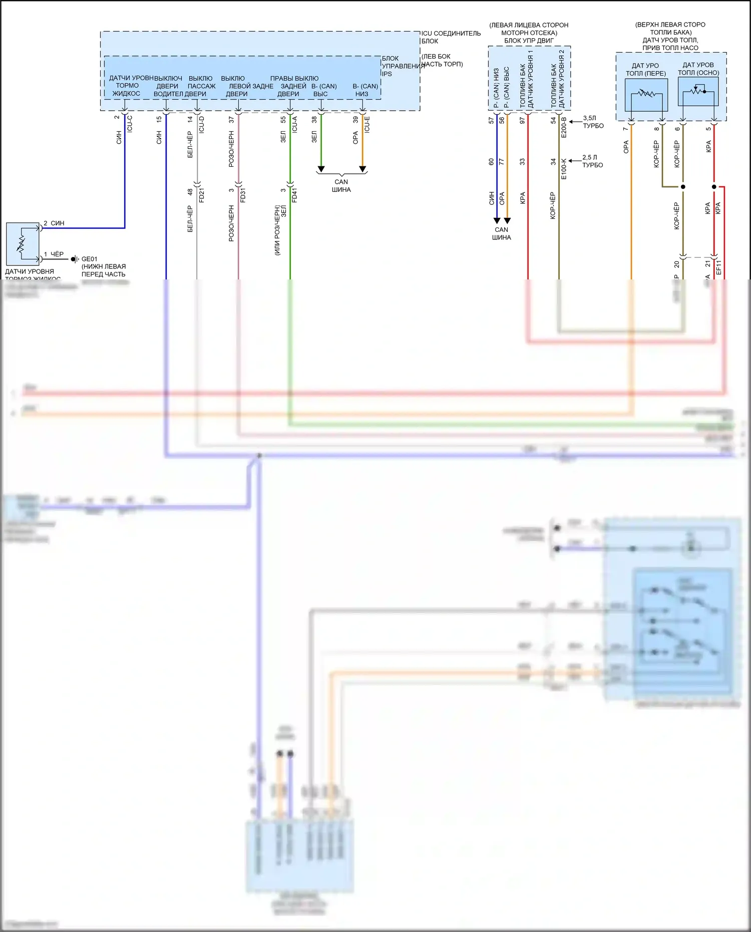 GV80 Genesis I рестайлинг (2023-2024): Электросхема приборной панели, с 12,3-дюймовым 3d tft жк- дисплеем (2 из 3) 