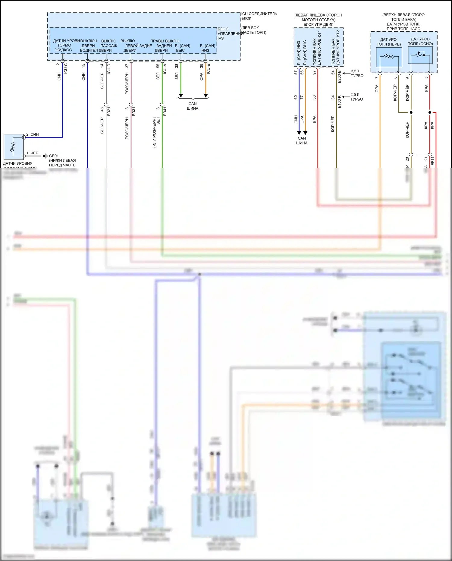 GV80 Genesis I рестайлинг (2023-2024): Электросхема приборной панели с жк- дисплеем 8 дюймов tft (2 из 3) 