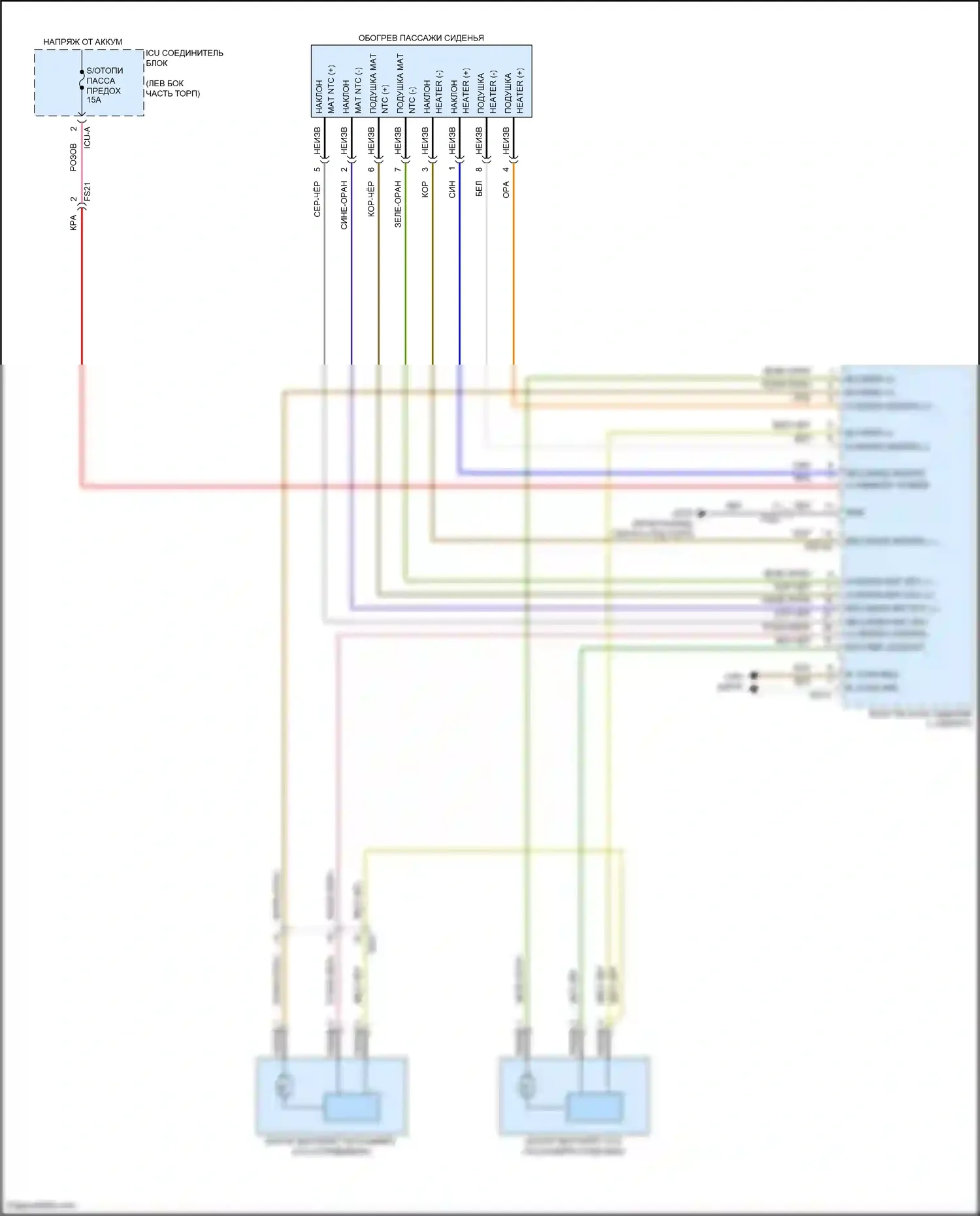 GV80 Genesis I рестайлинг (2023-2024): Электросхема передних сидений климат-контроля (2 из 2) 