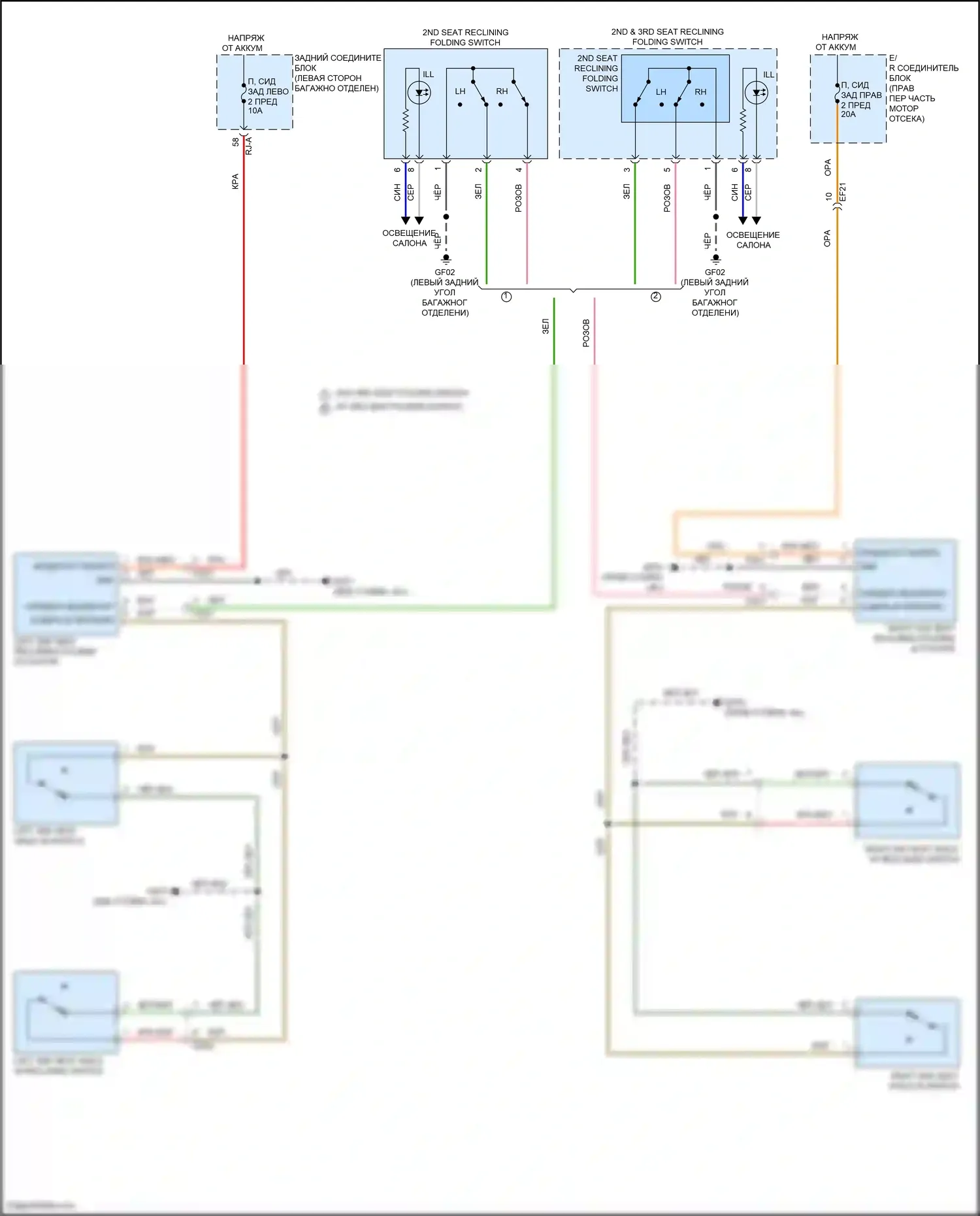 GV80 Genesis I рестайлинг (2023-2024): Электросхема сидений второго ряда, без сидений 
