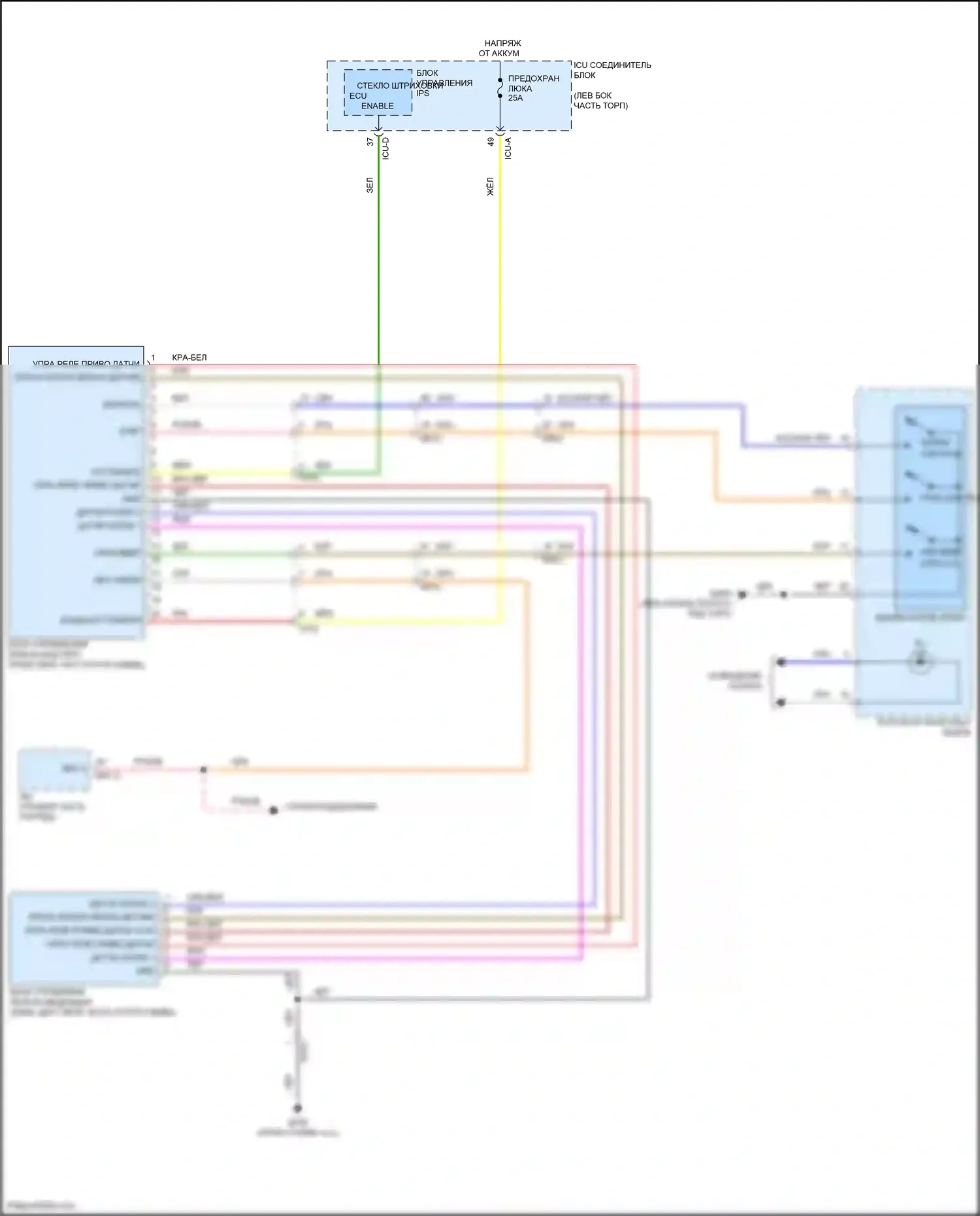 GV80 Genesis I рестайлинг (2023-2024): Электросхема складной крыши/люка 