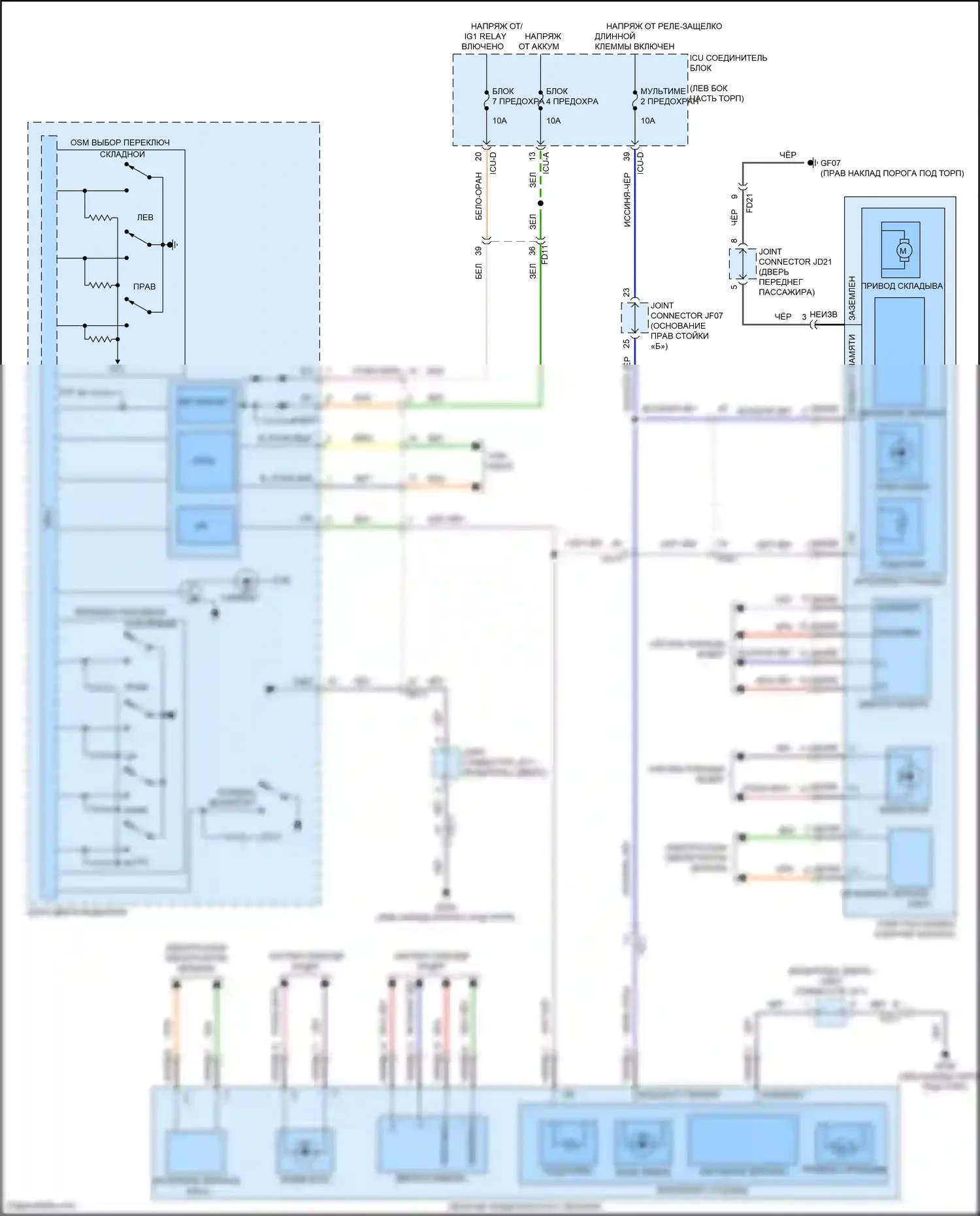GV80 Genesis I рестайлинг (2023-2024): Электросхема силового зеркала 