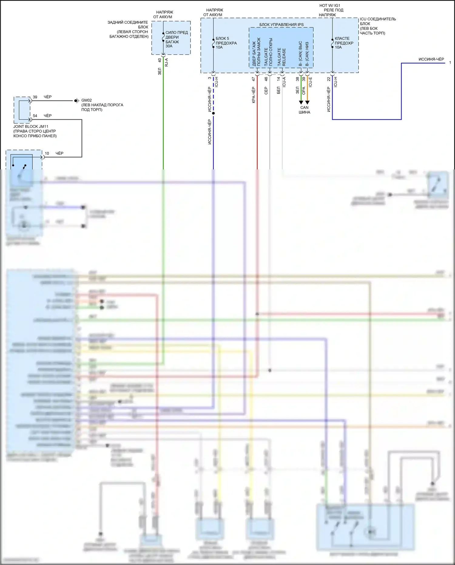 GV80 Genesis I (2020-2023): Электросхема силовой двери багажника (1 из 2) 