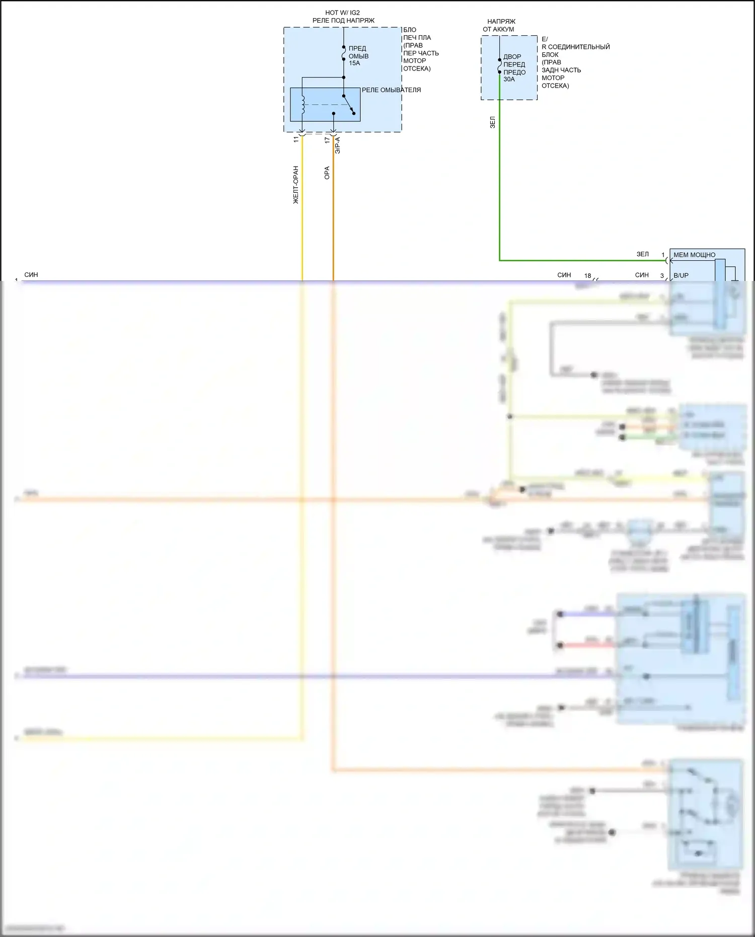 GV80 Genesis I (2020-2023): Электросхема передних дворников и омывателей (2 из 2) 