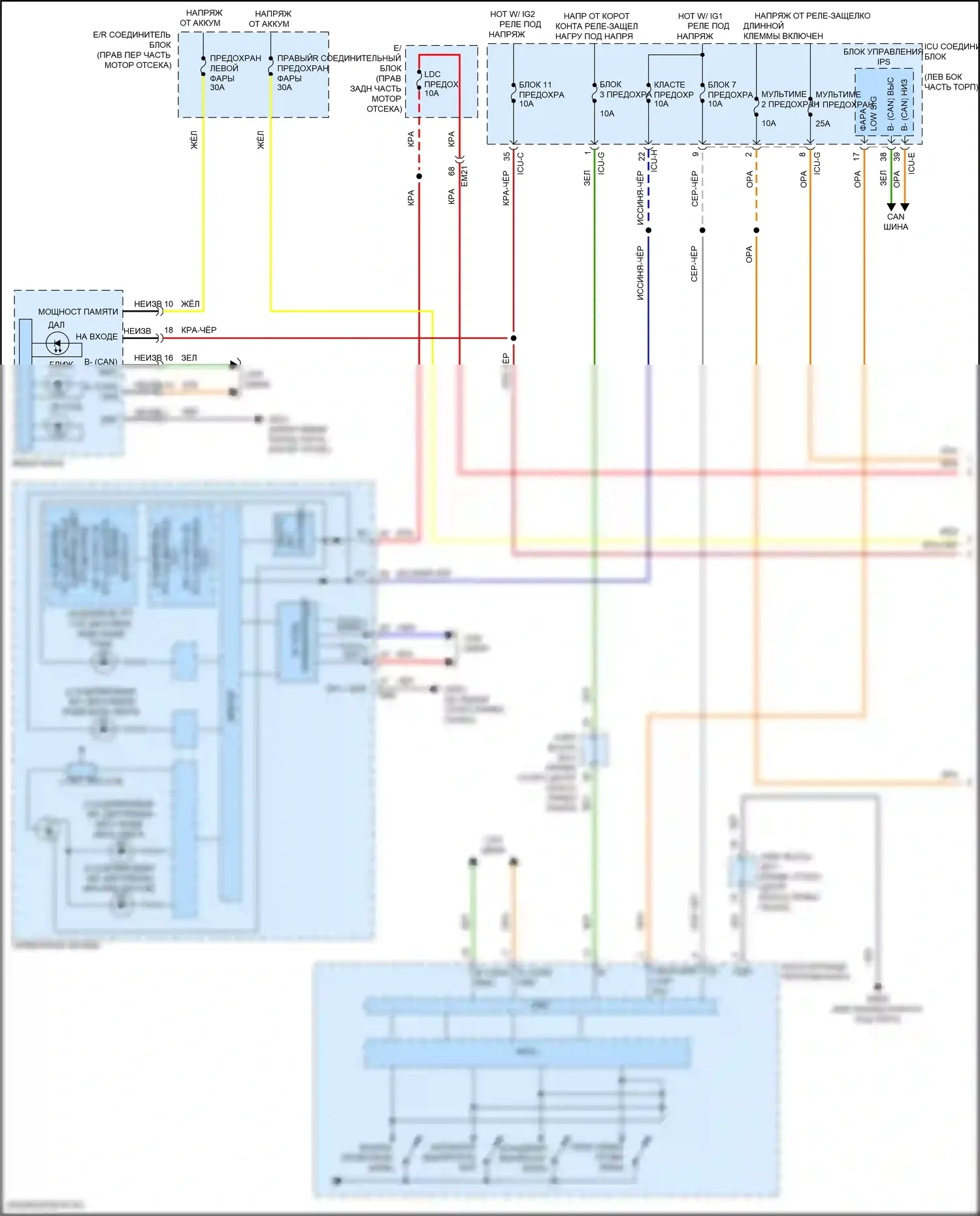 GV80 Genesis I (2020-2023): Электросхема фар (1 из 2) 