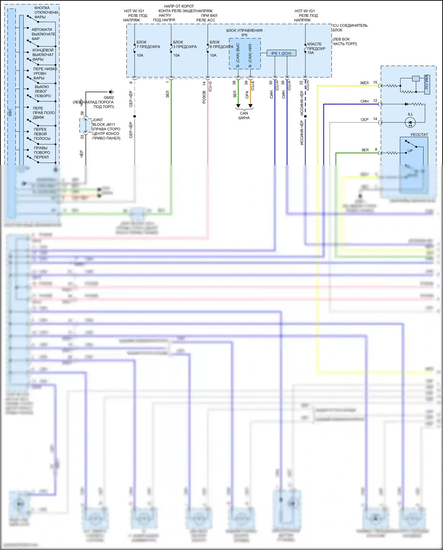 GV80 Genesis I (2020-2023): Электросхема подсветки приборной панели (1 из 3) 