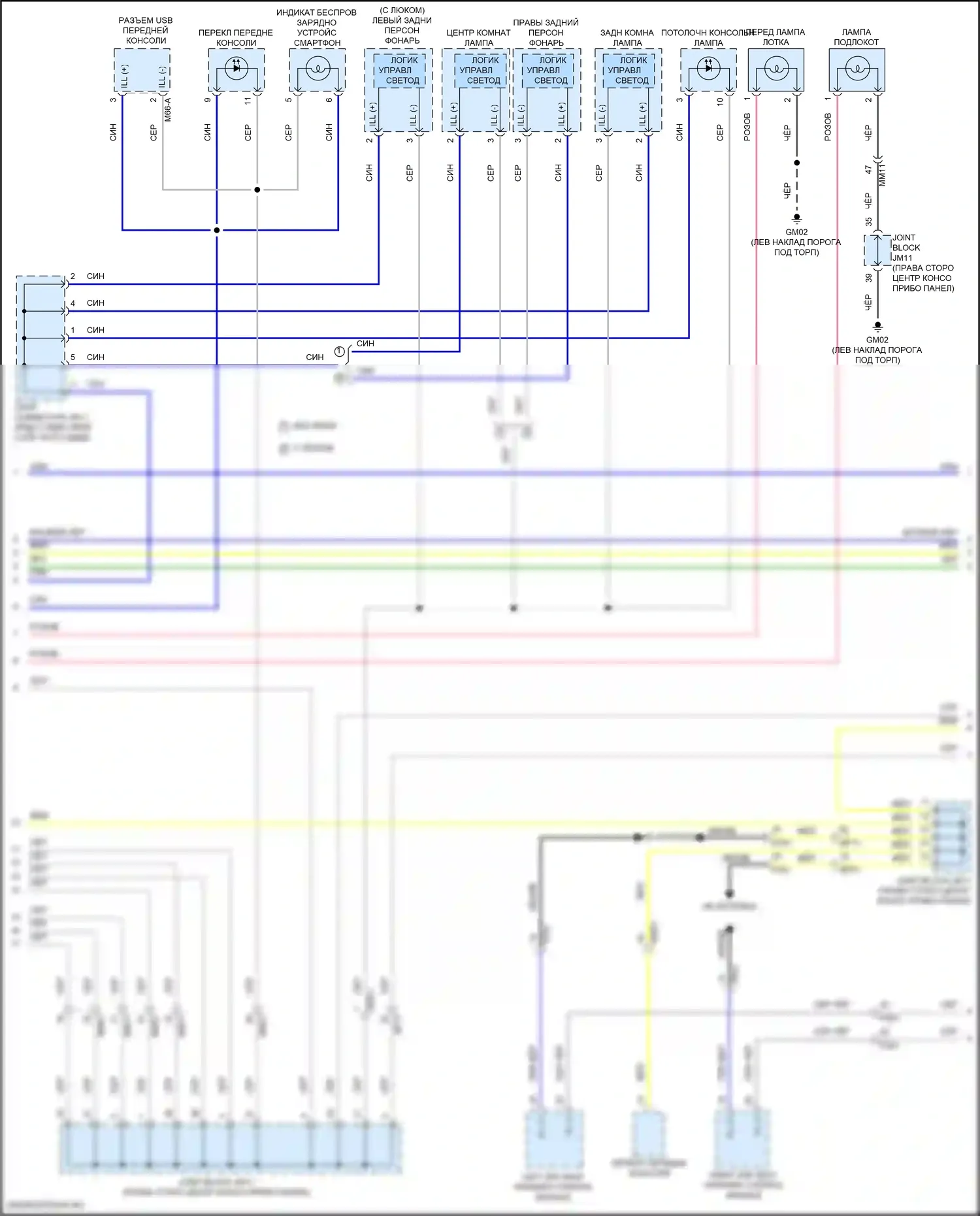 GV80 Genesis I (2020-2023): Электросхема подсветки приборной панели (2 из 3) 