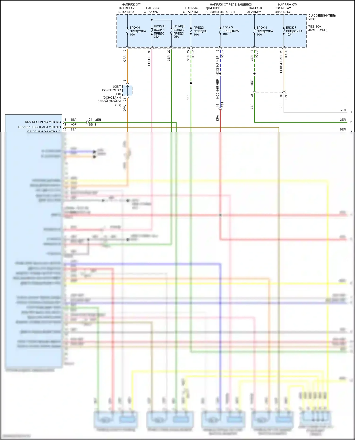 GV80 Genesis I (2020-2023): Электросхема сиденья памяти водителя (1 из 2) 