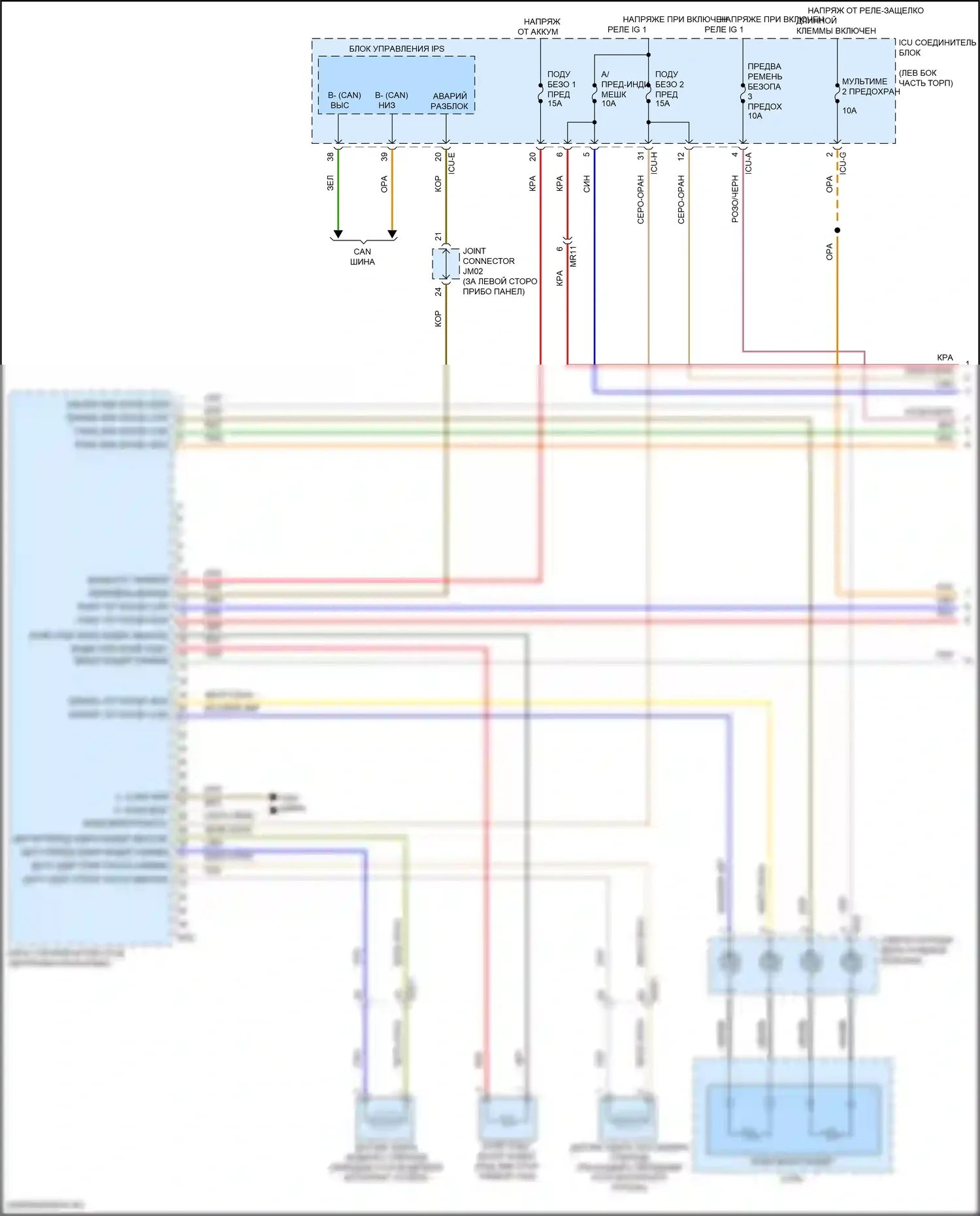 GV80 Genesis I (2020-2023): Электросхема подушек безопасности (1 из 4) 