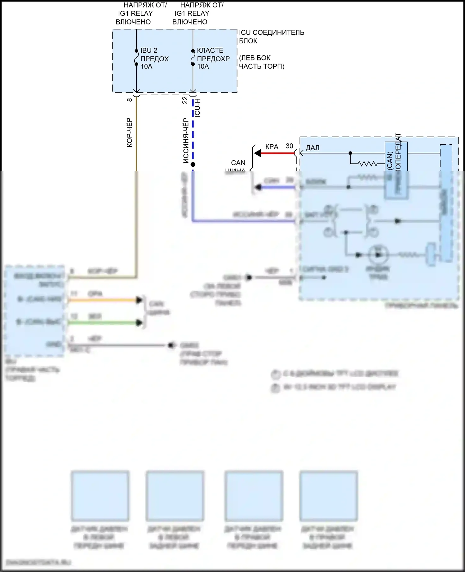 GV80 Genesis I (2020-2023): Электросхема контроля давления в шинах 