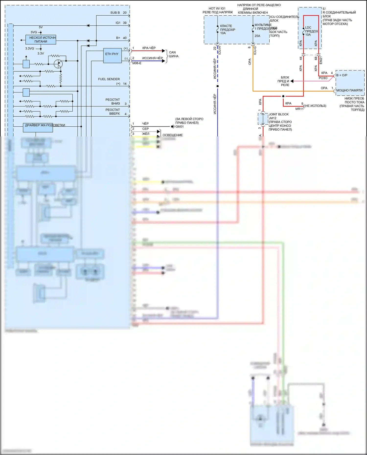 GV80 Genesis I (2020-2023): Электросхема приборной панели, с 12,3-дюймовым 3d tft жк- дисплеем (1 из 3) 