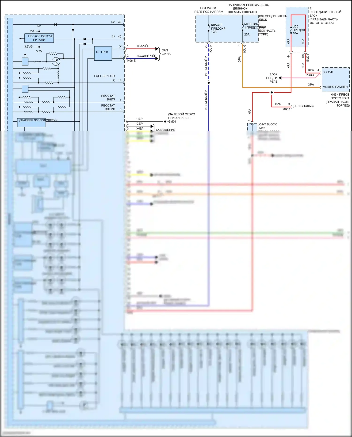 GV80 Genesis I (2020-2023): Электросхема приборной панели с жк- дисплеем 8 дюймов tft (1 из 3) 