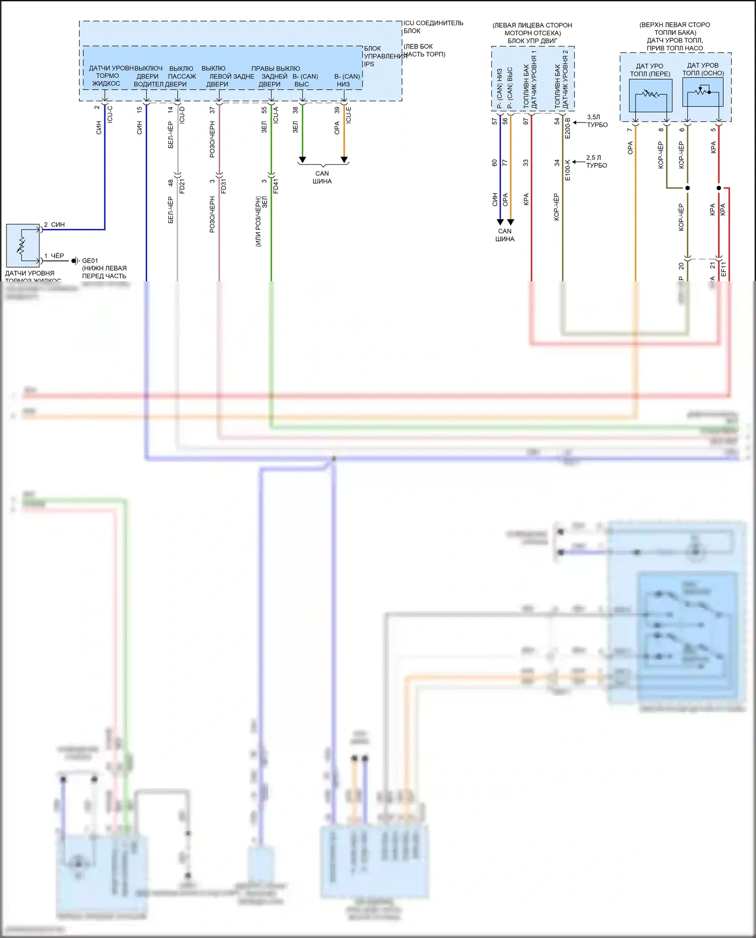GV80 Genesis I (2020-2023): Электросхема приборной панели с жк- дисплеем 8 дюймов tft (2 из 3) 
