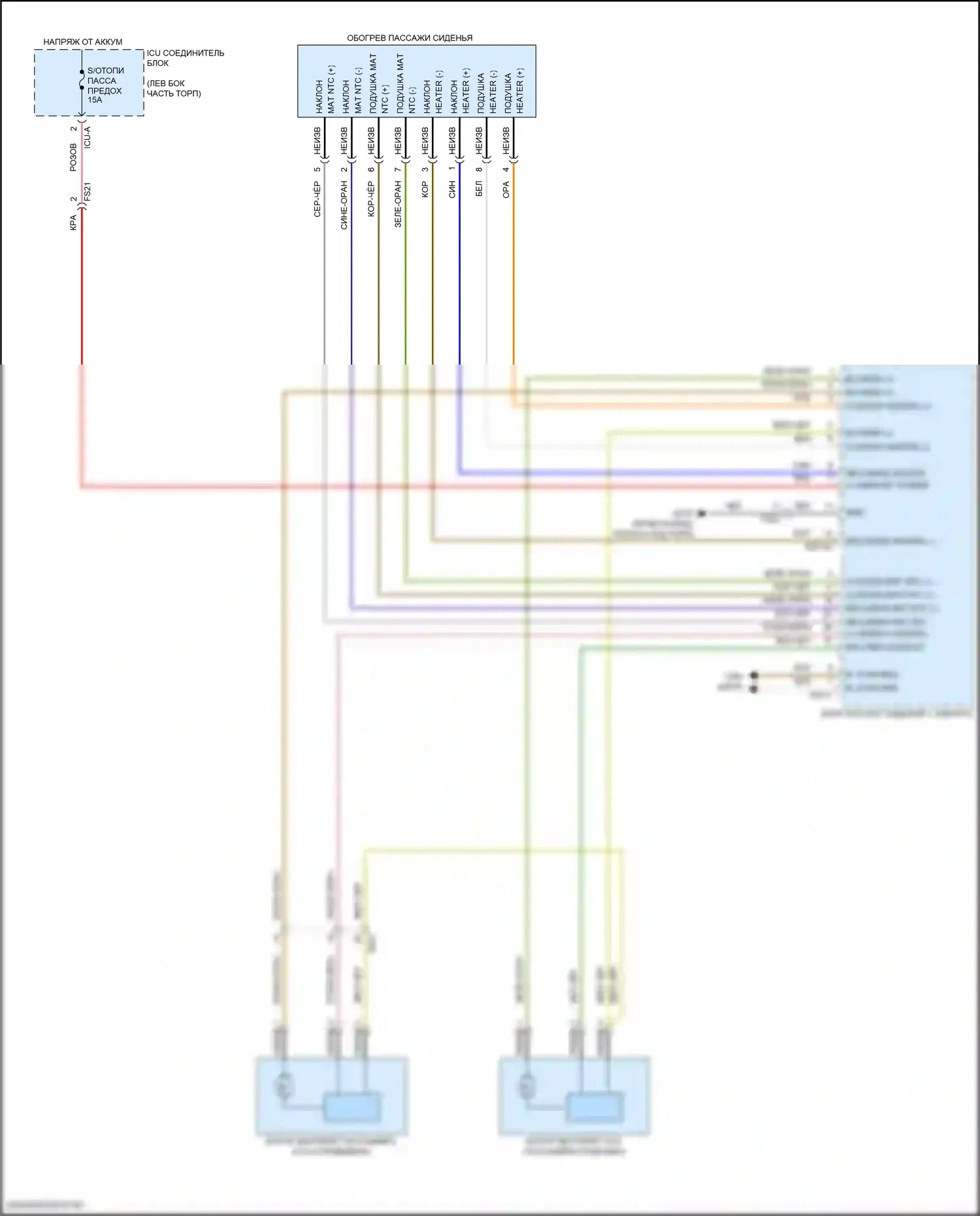 GV80 Genesis I (2020-2023): Электросхема передних сидений климат-контроля (2 из 2) 