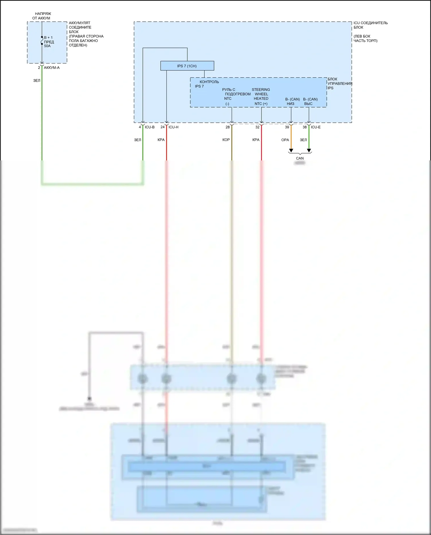GV80 Genesis I (2020-2023): Электросхема рулевого колеса с подогревом 