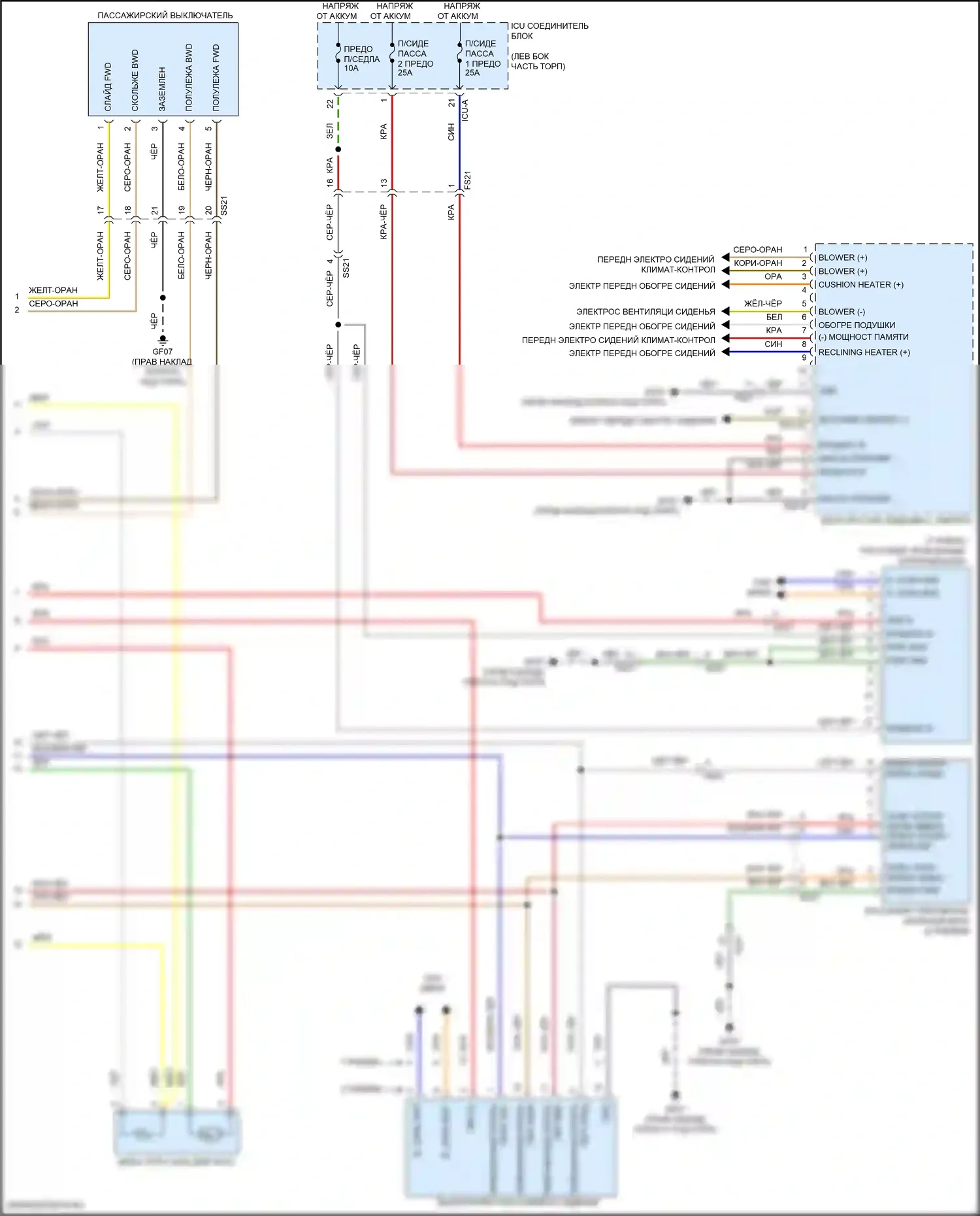 GV80 Genesis I (2020-2023): Электросхема сиденья питания для пассажиров (2 из 2) 
