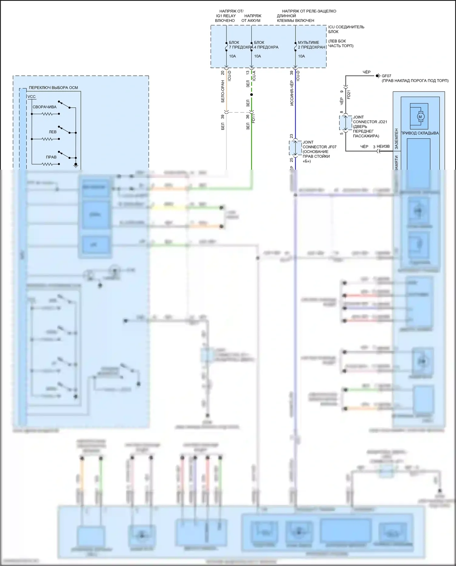 GV80 Genesis I (2020-2023): Электросхема силового зеркала 
