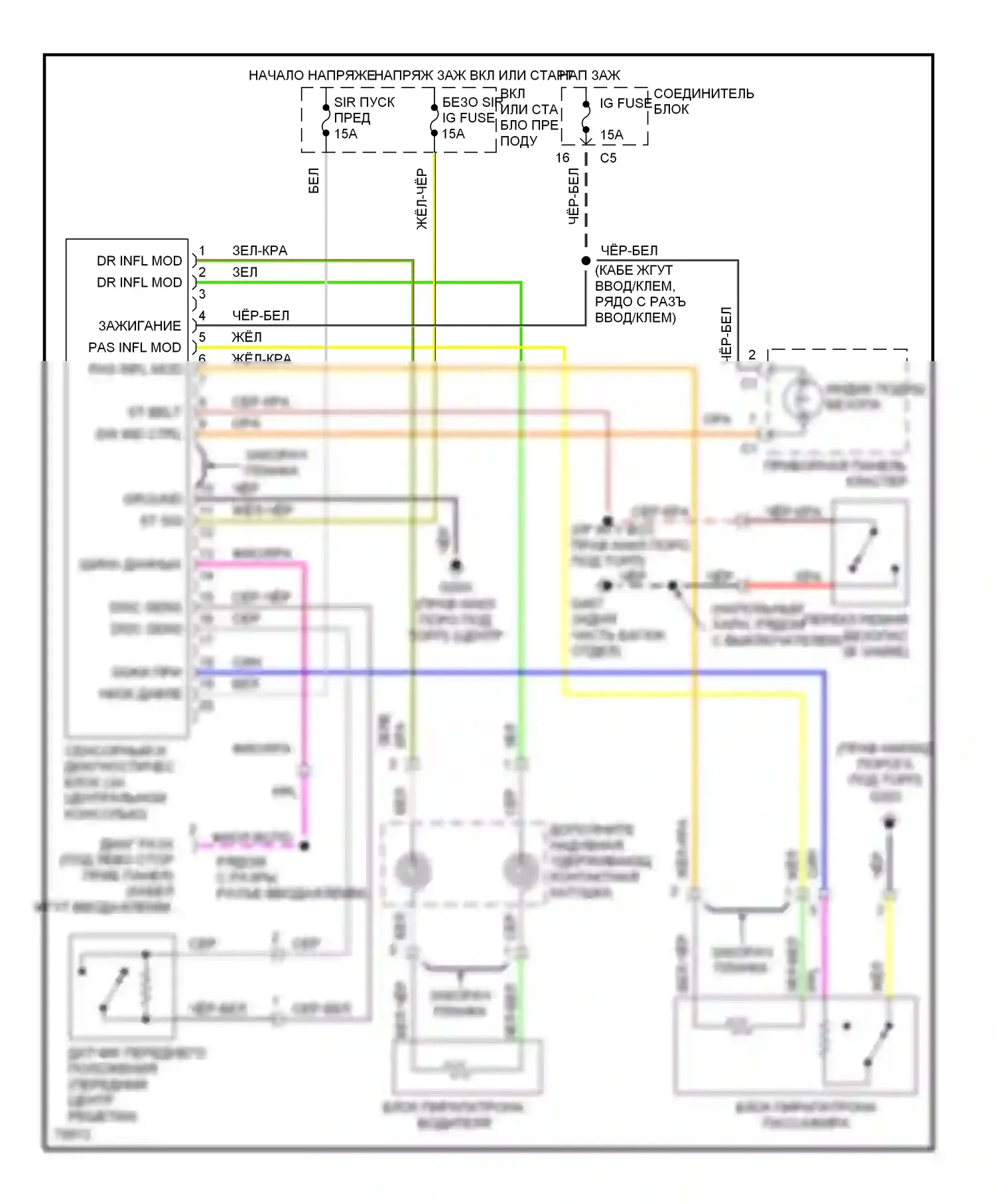 Metro Geo I (1989-1997): Электросхема подушек безопасности 