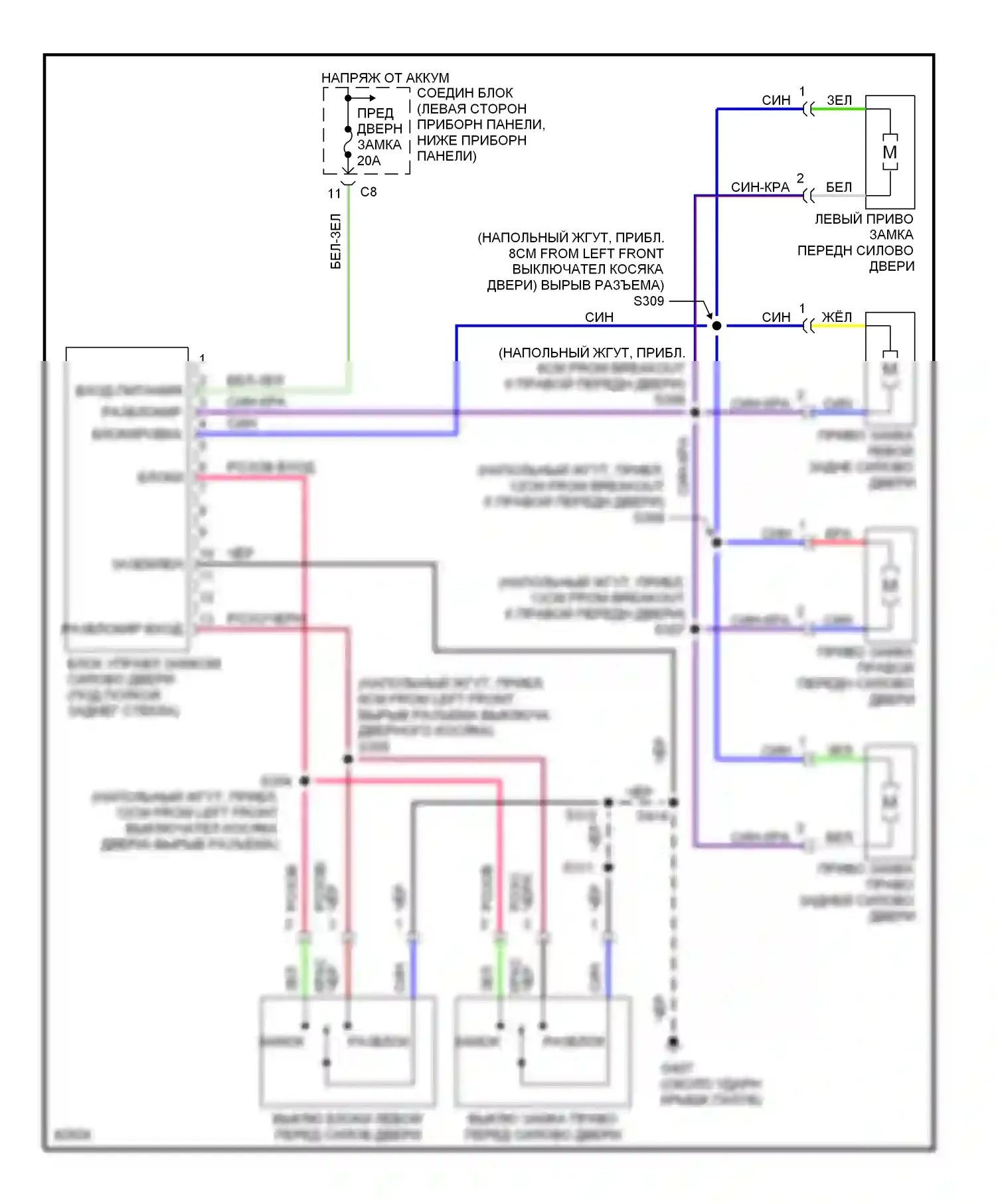 Metro Geo I (1989-1997): Электросхема замка силовой двери 