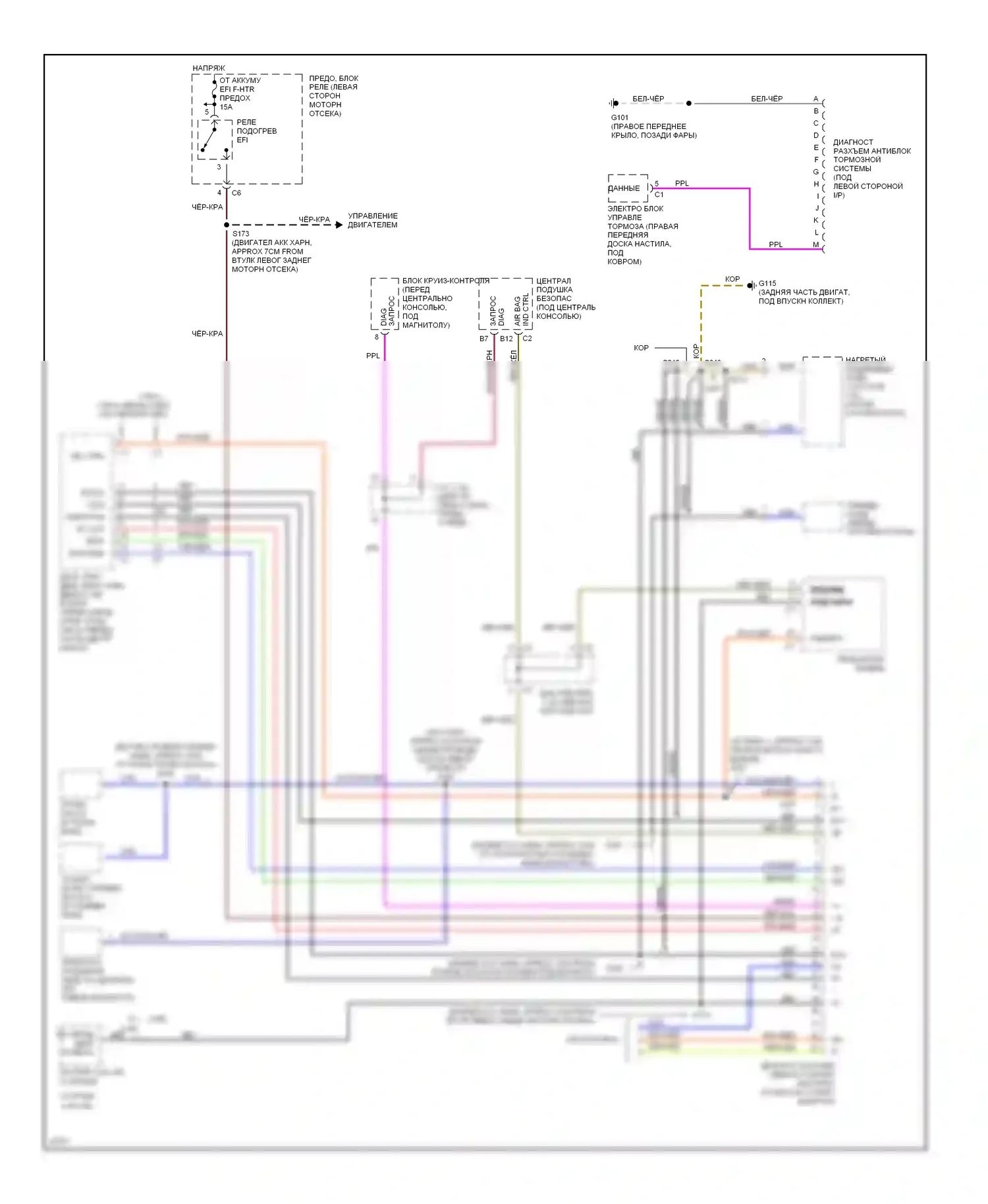 Prizm Geo II (1992-1997): Электросхема диагностического разхъема 