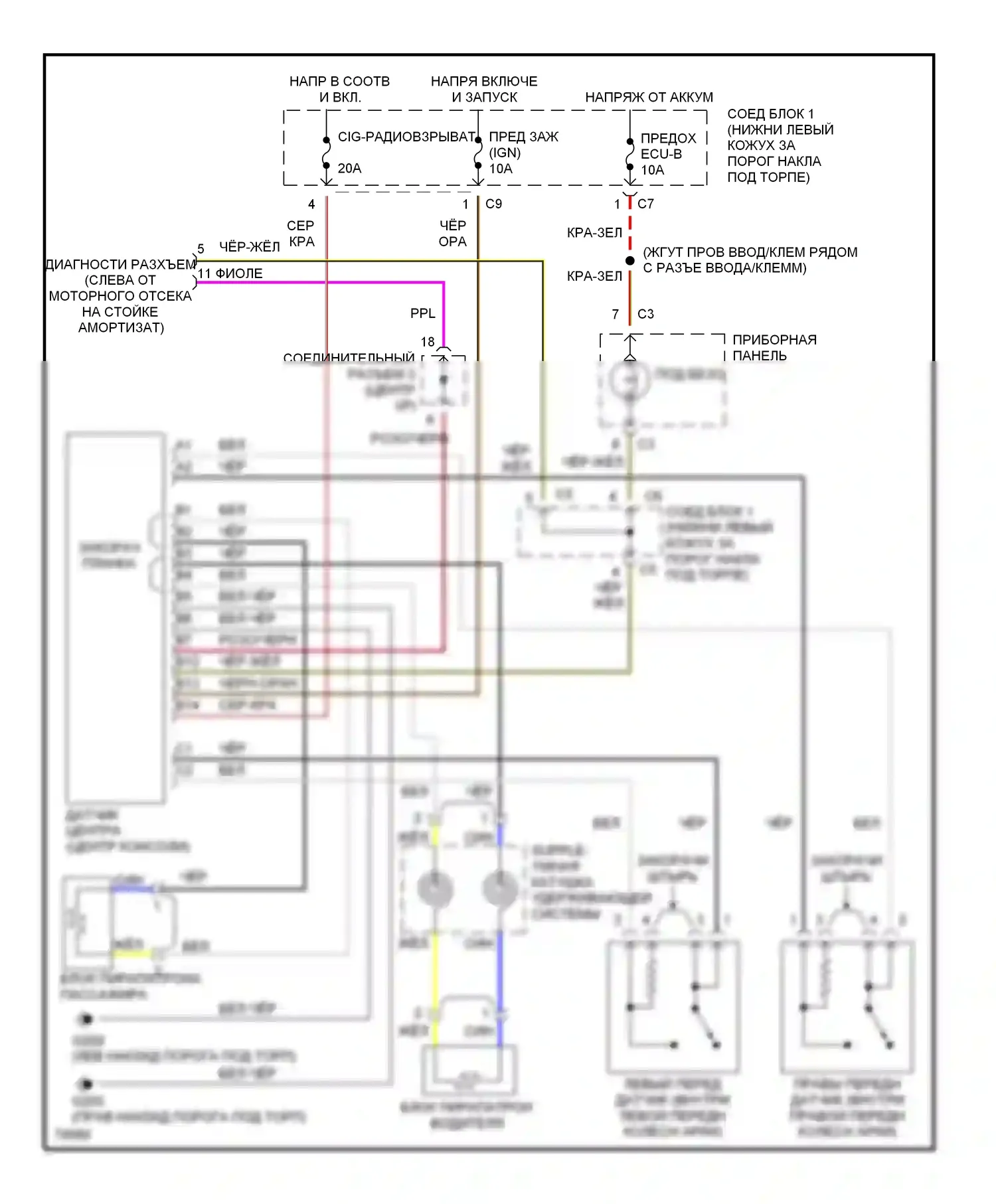 Prizm Geo II (1992-1997): Электросхема подушек безопасности 