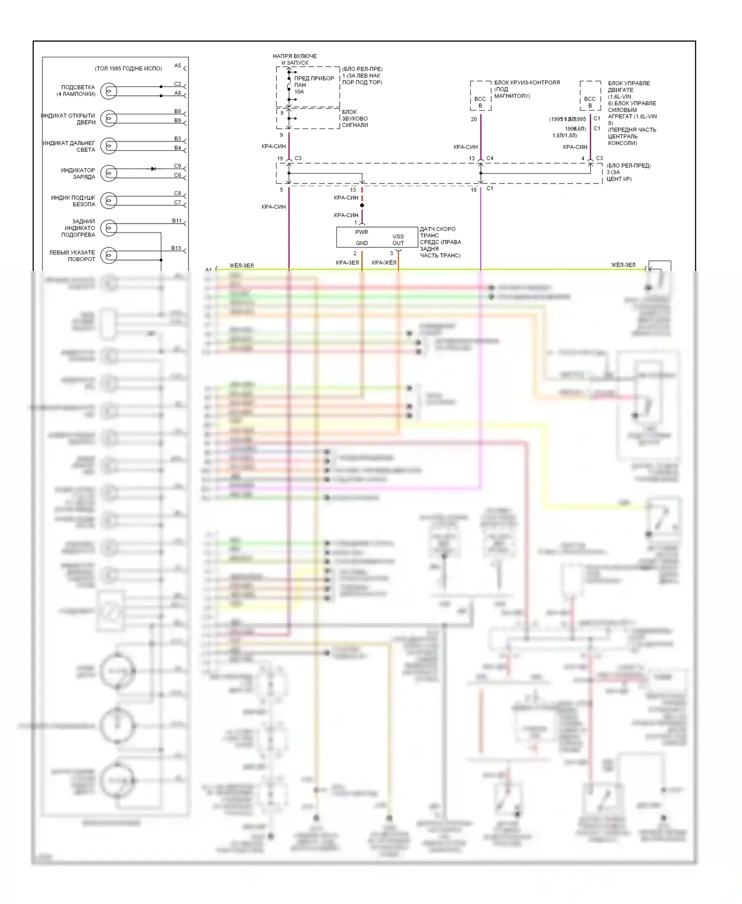 Prizm Geo II (1992-1997): Электросхема приборной панели 