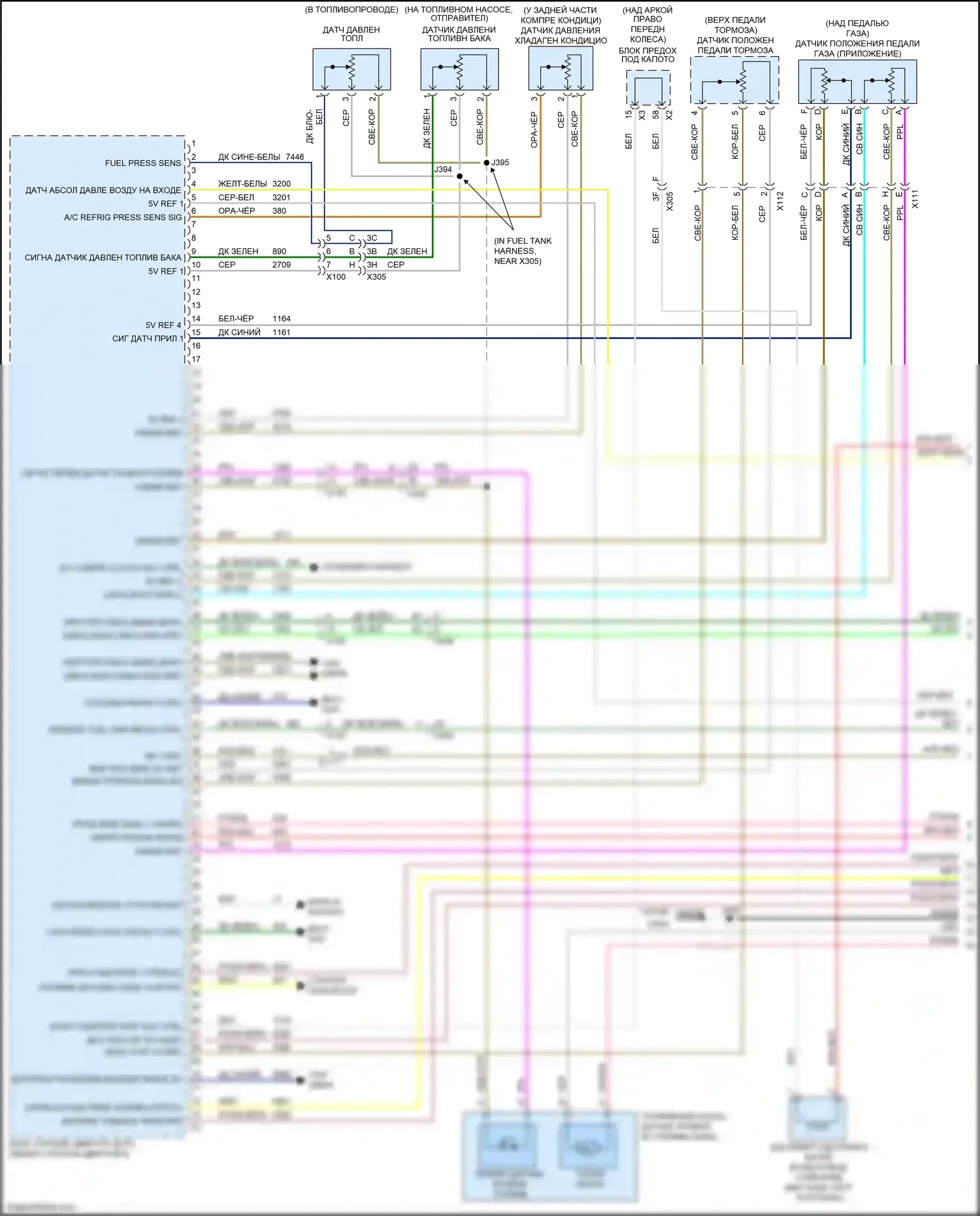 Acadia GMC I рестайлинг (2013-2016): Электросхема двигателя 3.6l vin d (1 из 5) 