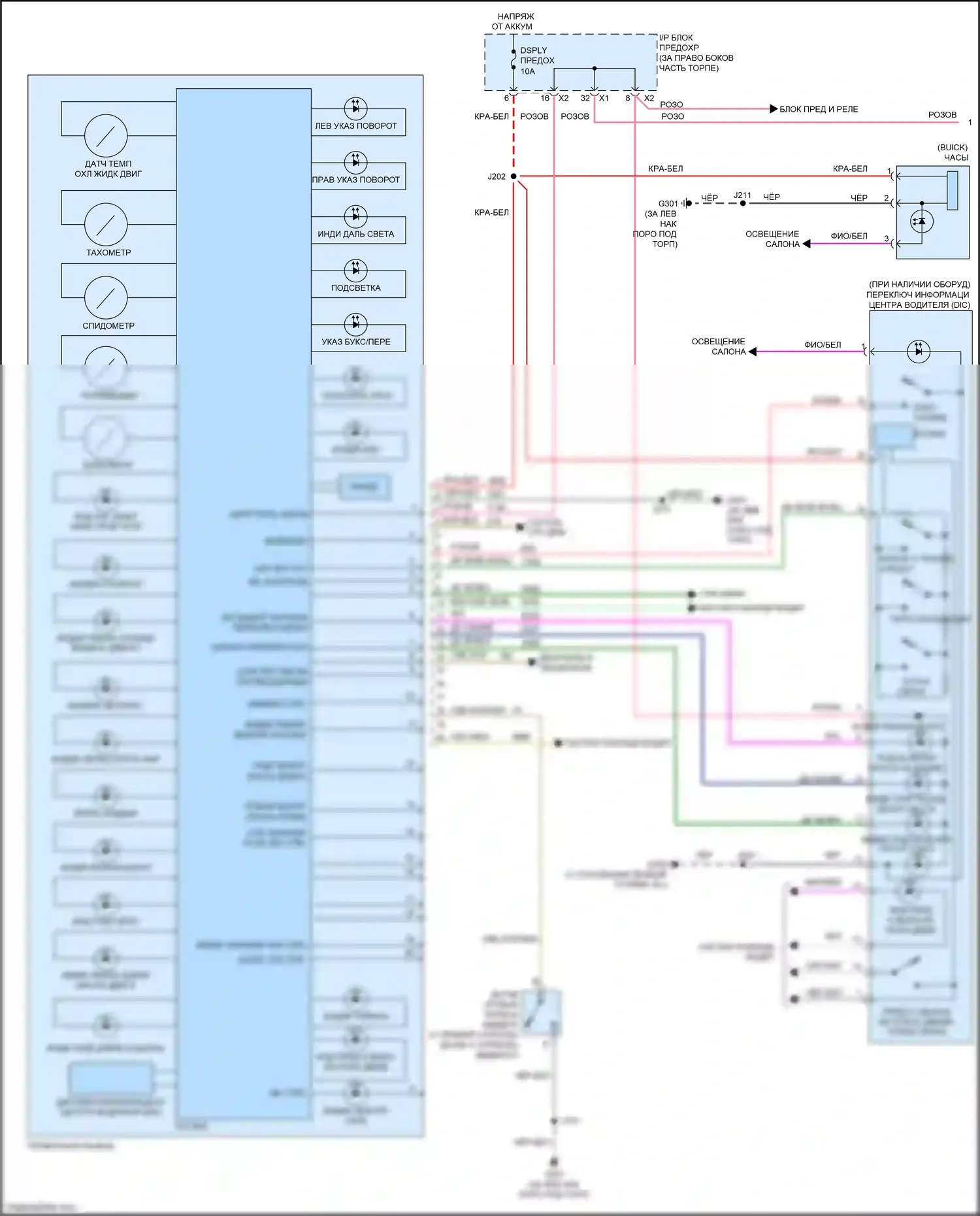 Acadia GMC I рестайлинг (2013-2016): Электросхема приборной панели (1 из 3) 