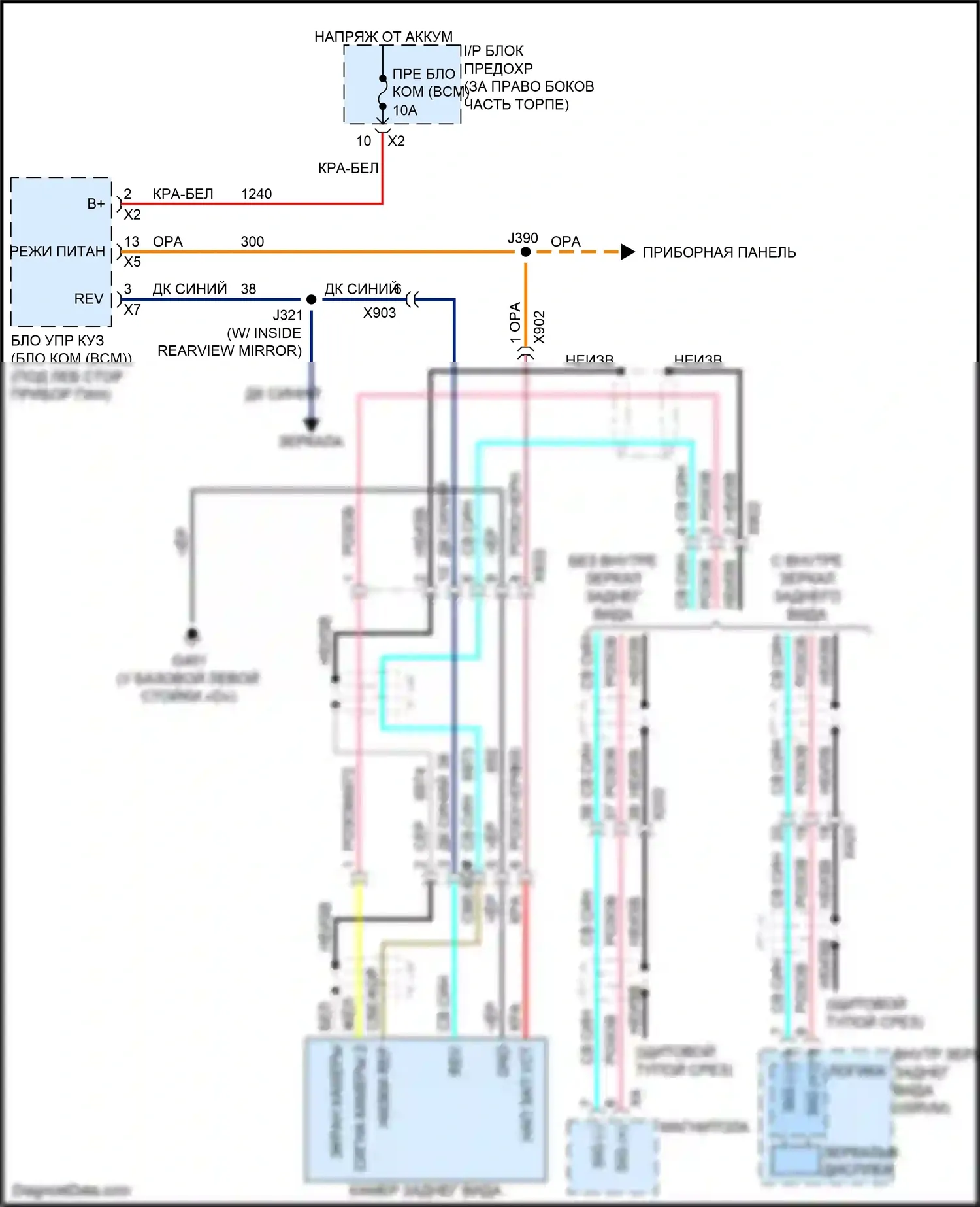 Acadia GMC I рестайлинг (2013-2016): Электросхема камеры заднего вида 